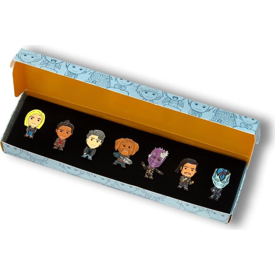 Set de Pin Badges Flux Doctor Who Eaglemoss - 7 Piezas Chibi