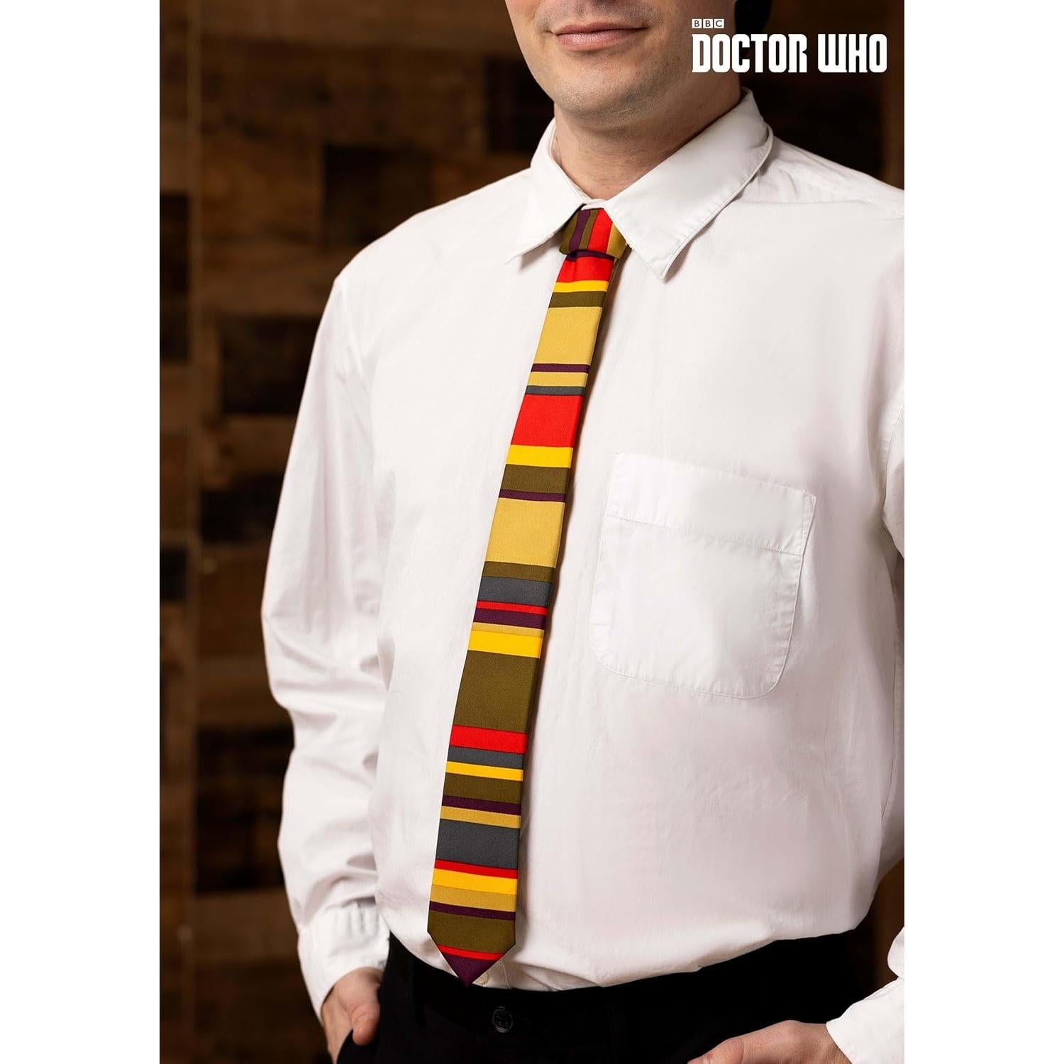 elope Doctor Who Fourth Doctor Costume Tie - Horizontal Striped Polyester Design