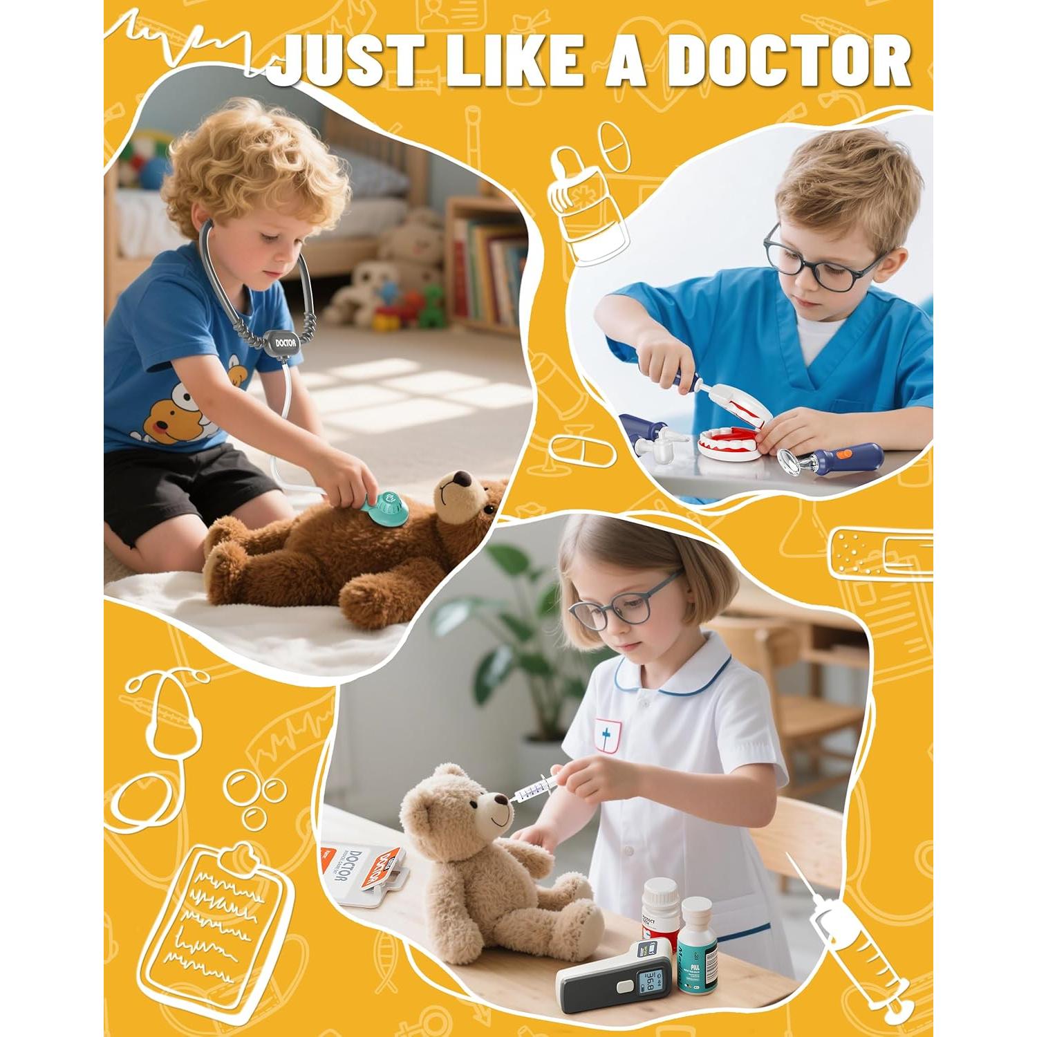 Kit de Doctor para Niños Jovow 33 Piezas con Disfraz