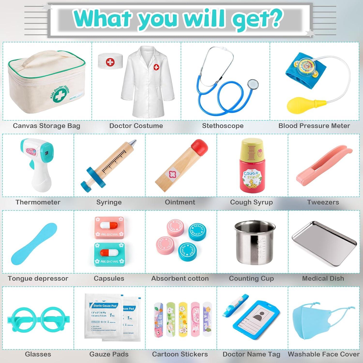 Kit de Doctor para Niños 3-5 Años EFOSHM con 28 Piezas