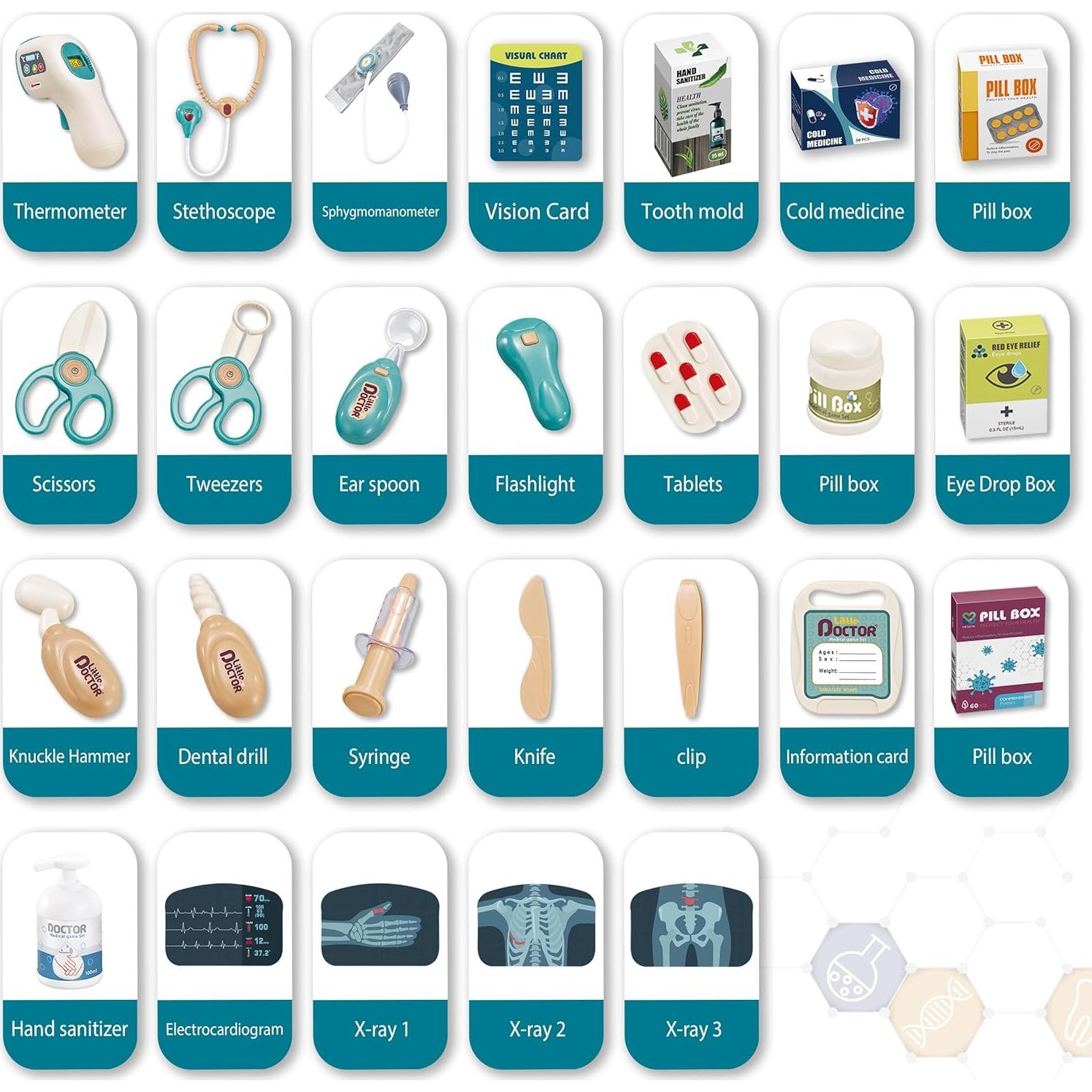 Kit de Doctor POFJOEQ 26 Piezas - Juguete Médico para Niños