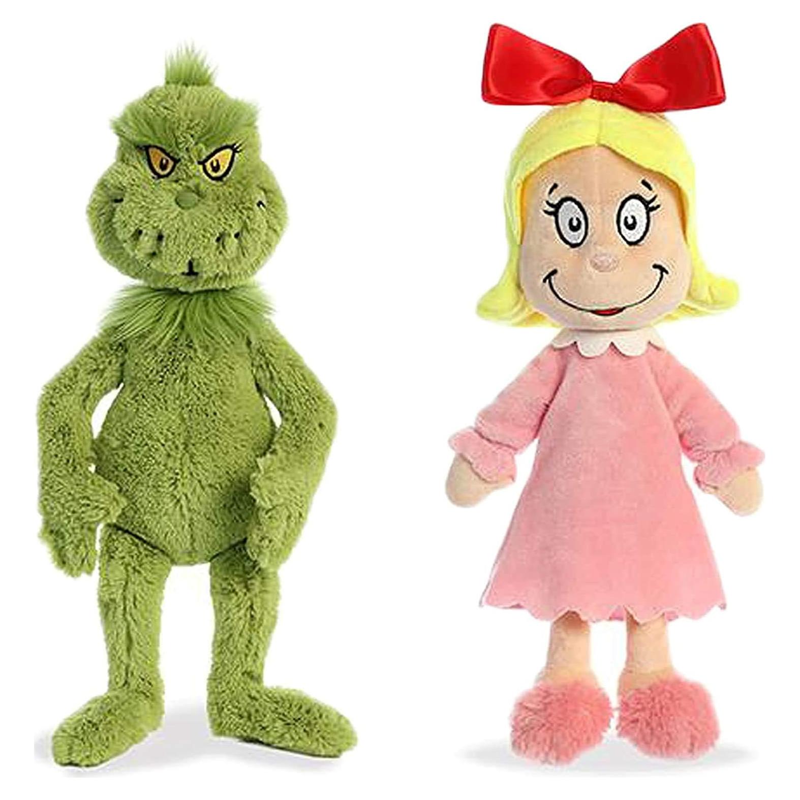 Muñecos de Peluche Aurora Dr. Seuss Grinch 45cm y Cindy Lou 30cm