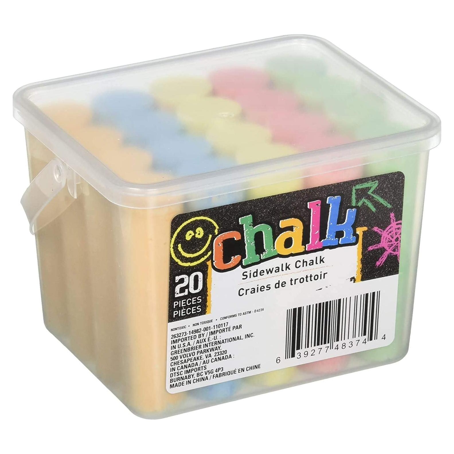 Tiza de Acera Chalk 20 Piezas 5 Colores Brillantes