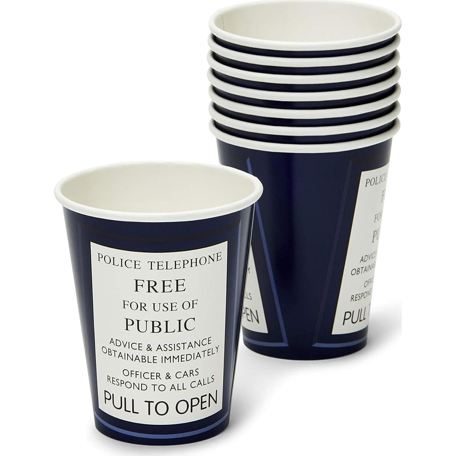 Vasos de Fiesta Doctor Who TARDIS - Set de 8 Vasos de Papel 266ml