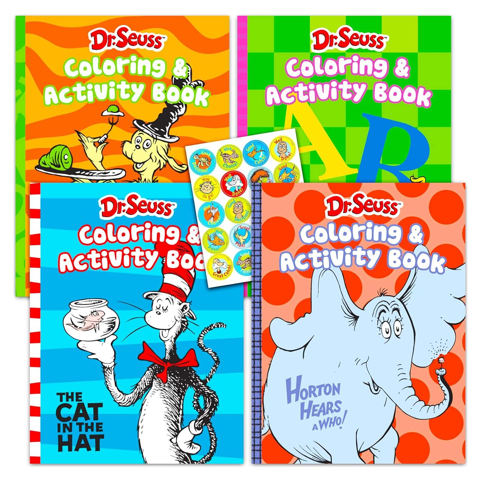 Set de Libros para Colorear Dr. Seuss - 4 Piezas con Actividades