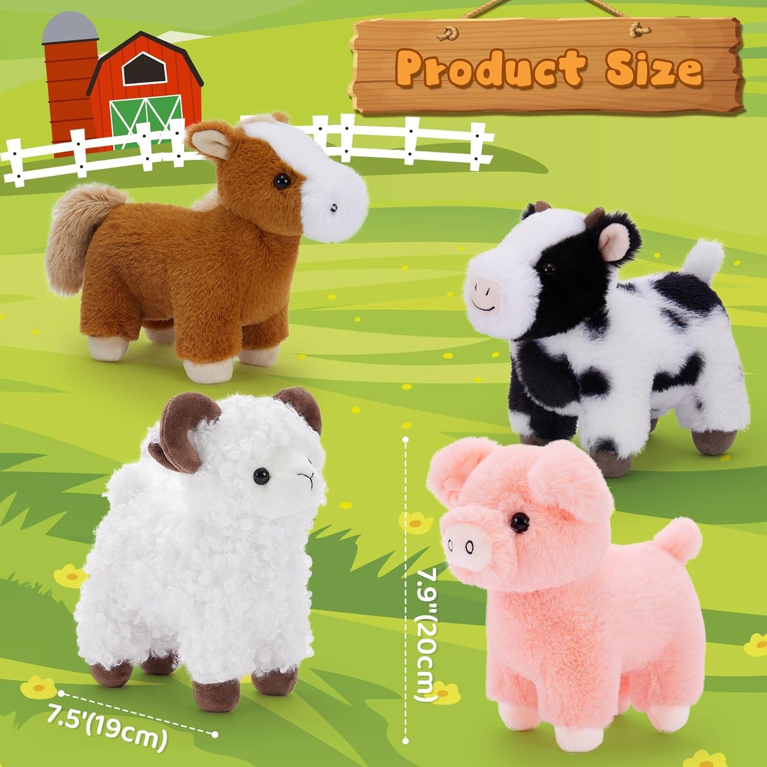MaoGoLan Peluches de Animales de Granja 20 cm - 4 Piezas