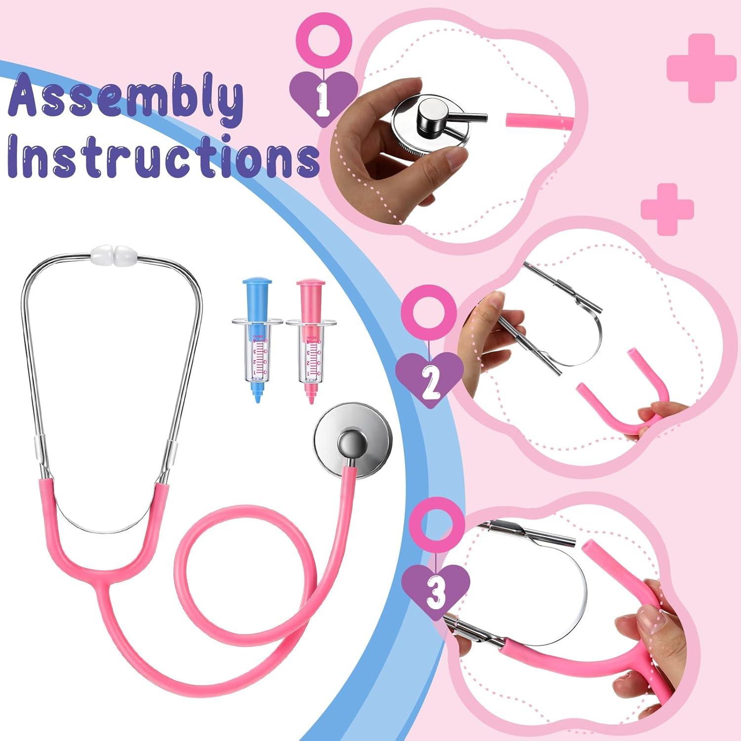 Set de Juguetes de Doctor Gemscream - 4 Piezas Estetoscopio y Jeringa