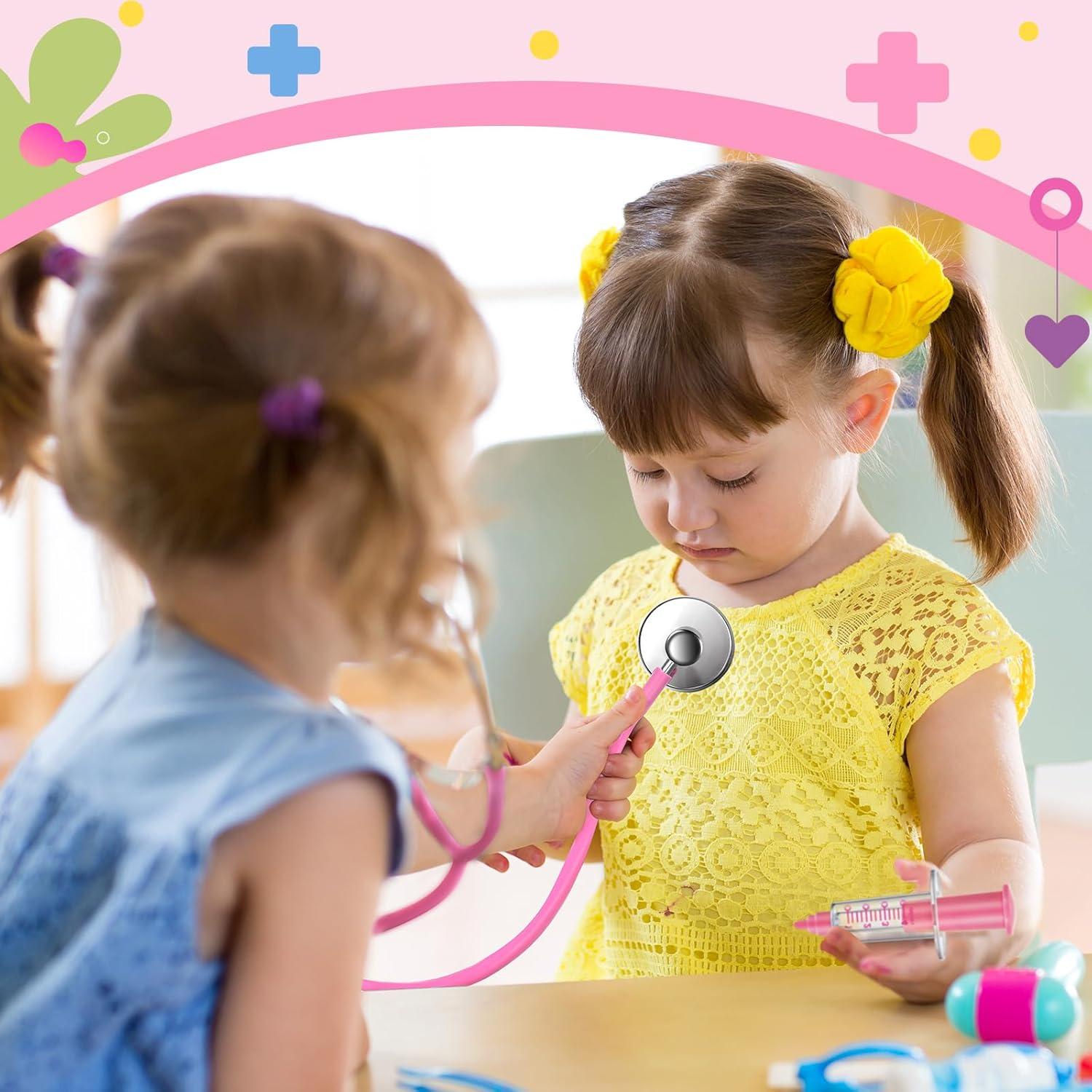 Set de Juguetes de Doctor Gemscream - 4 Piezas Estetoscopio y Jeringa