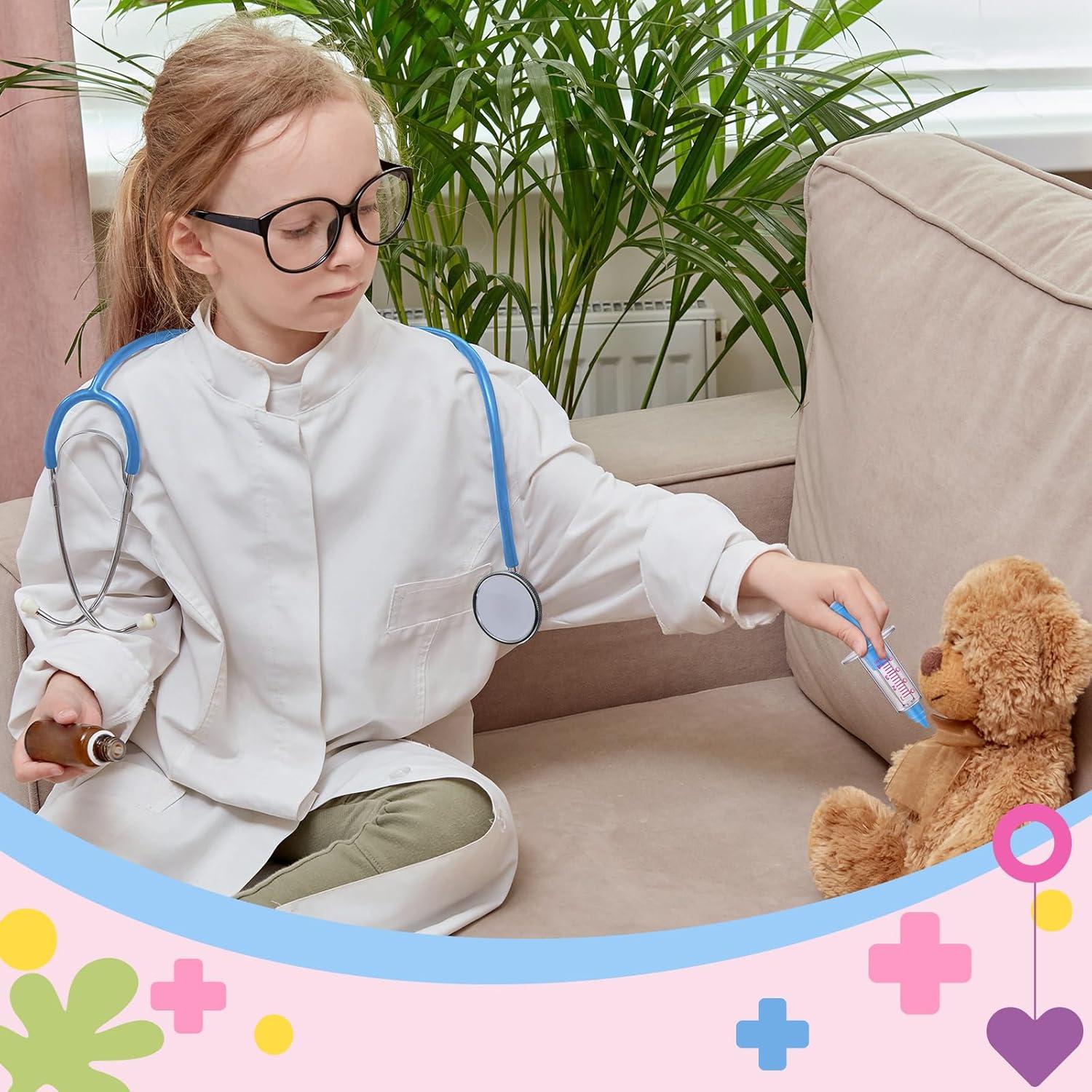 Set de Juguetes de Doctor Gemscream - 4 Piezas Estetoscopio y Jeringa