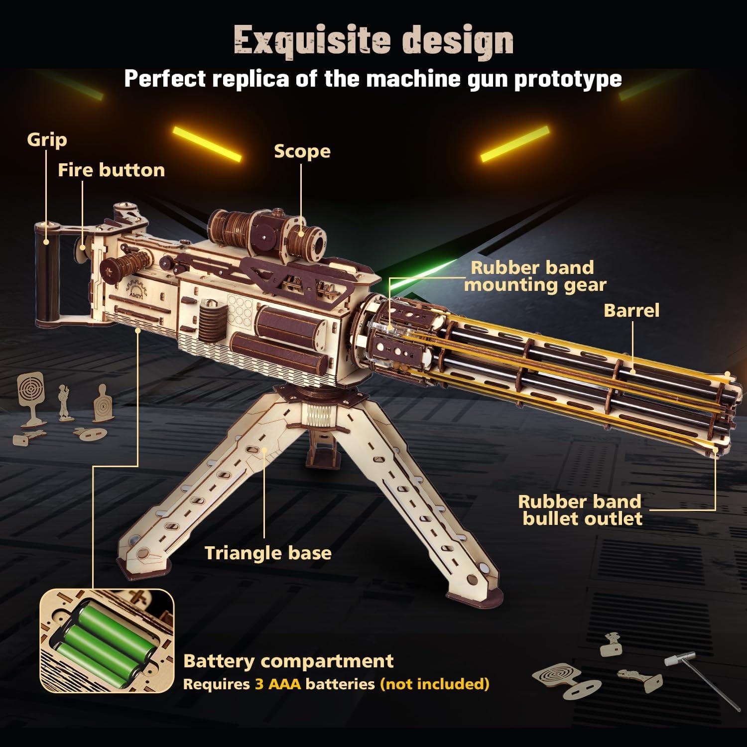 Rompecabezas de Madera 3D VATOS Fusil de Máquina AMY43 344 Piezas