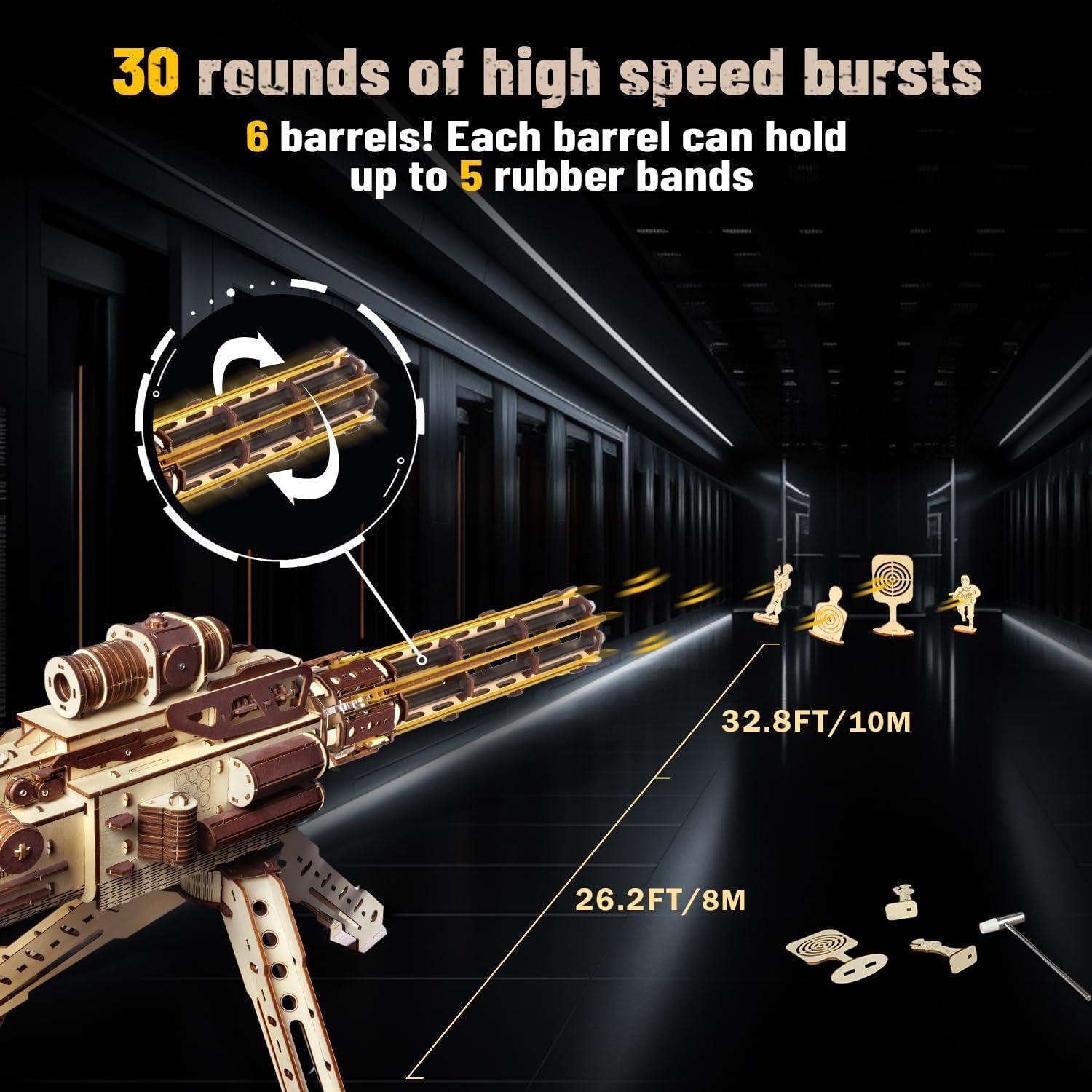 Rompecabezas de Madera 3D VATOS Fusil de Máquina AMY43 344 Piezas