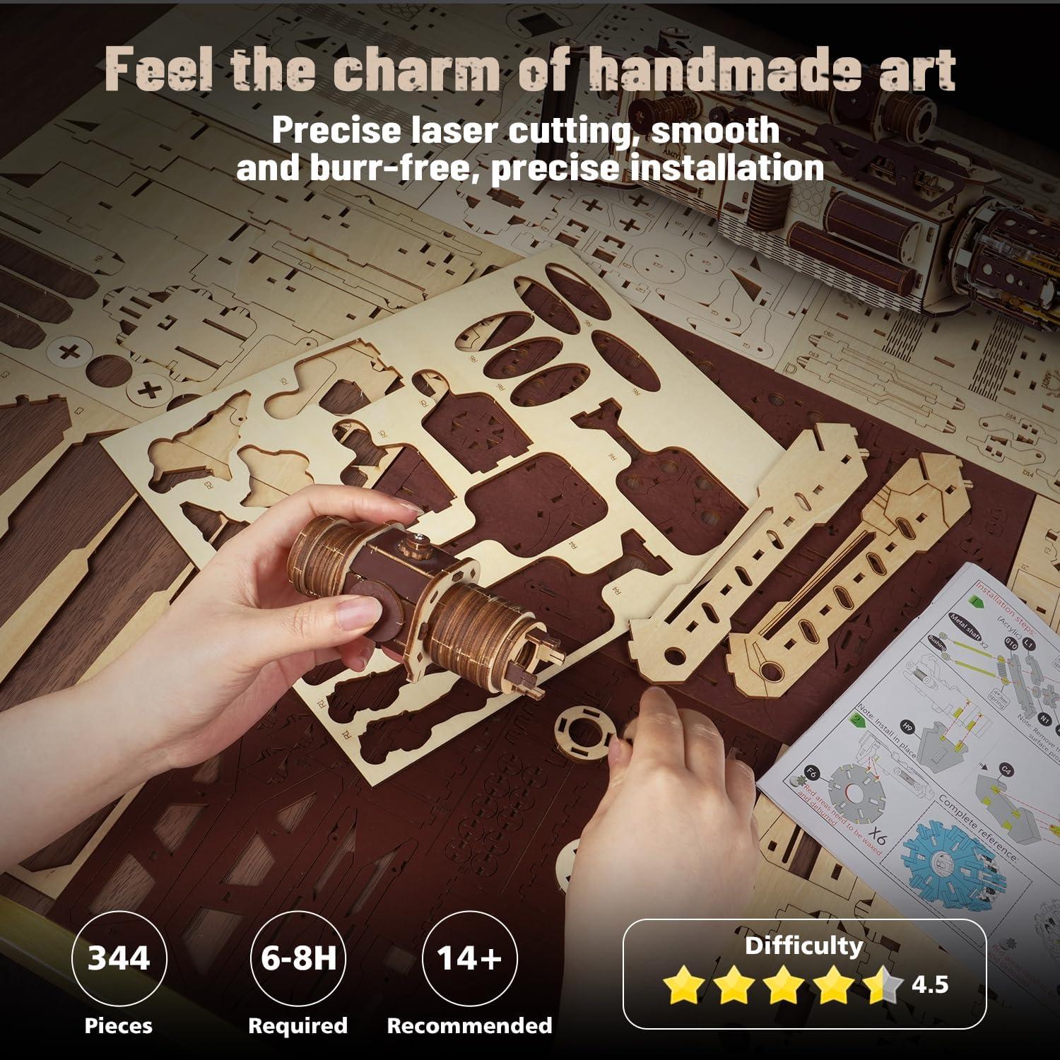 Rompecabezas de Madera 3D VATOS Fusil de Máquina AMY43 344 Piezas