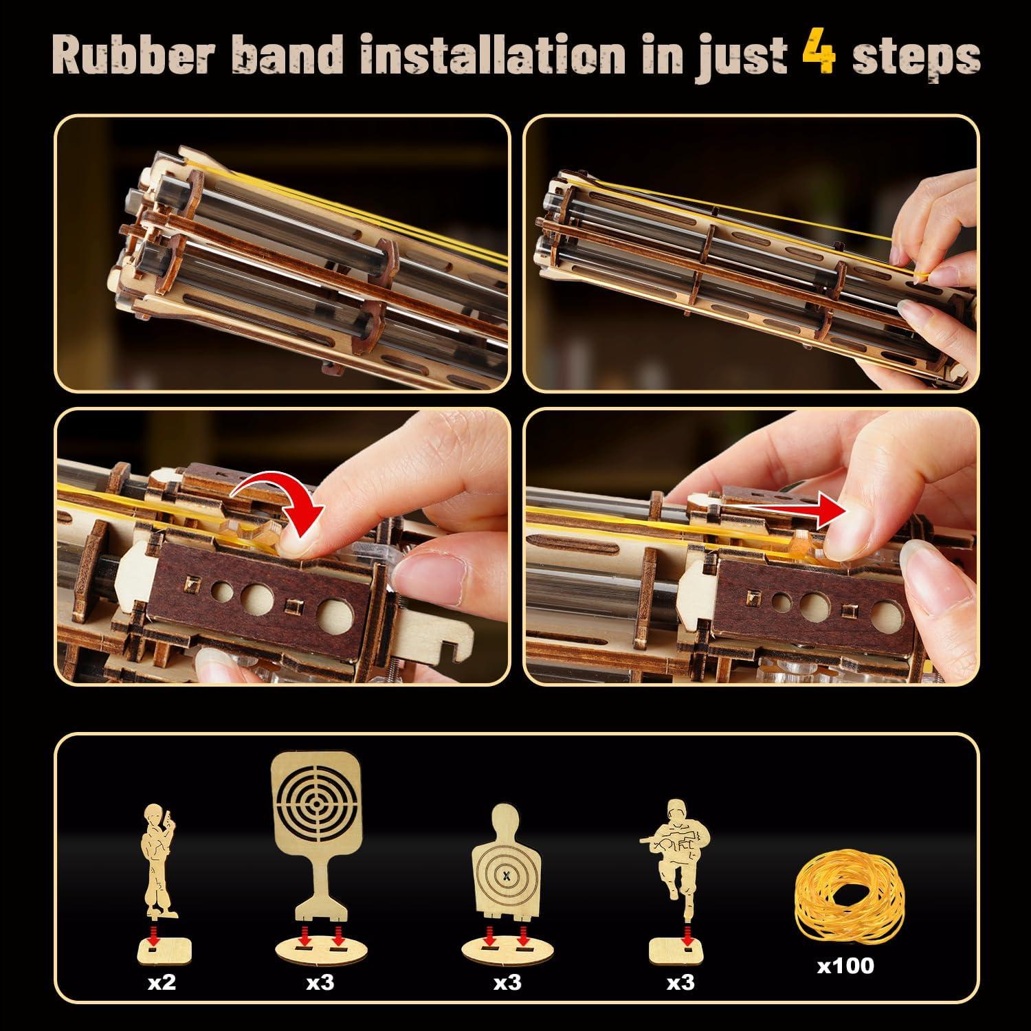 Rompecabezas de Madera 3D VATOS Fusil de Máquina AMY43 344 Piezas