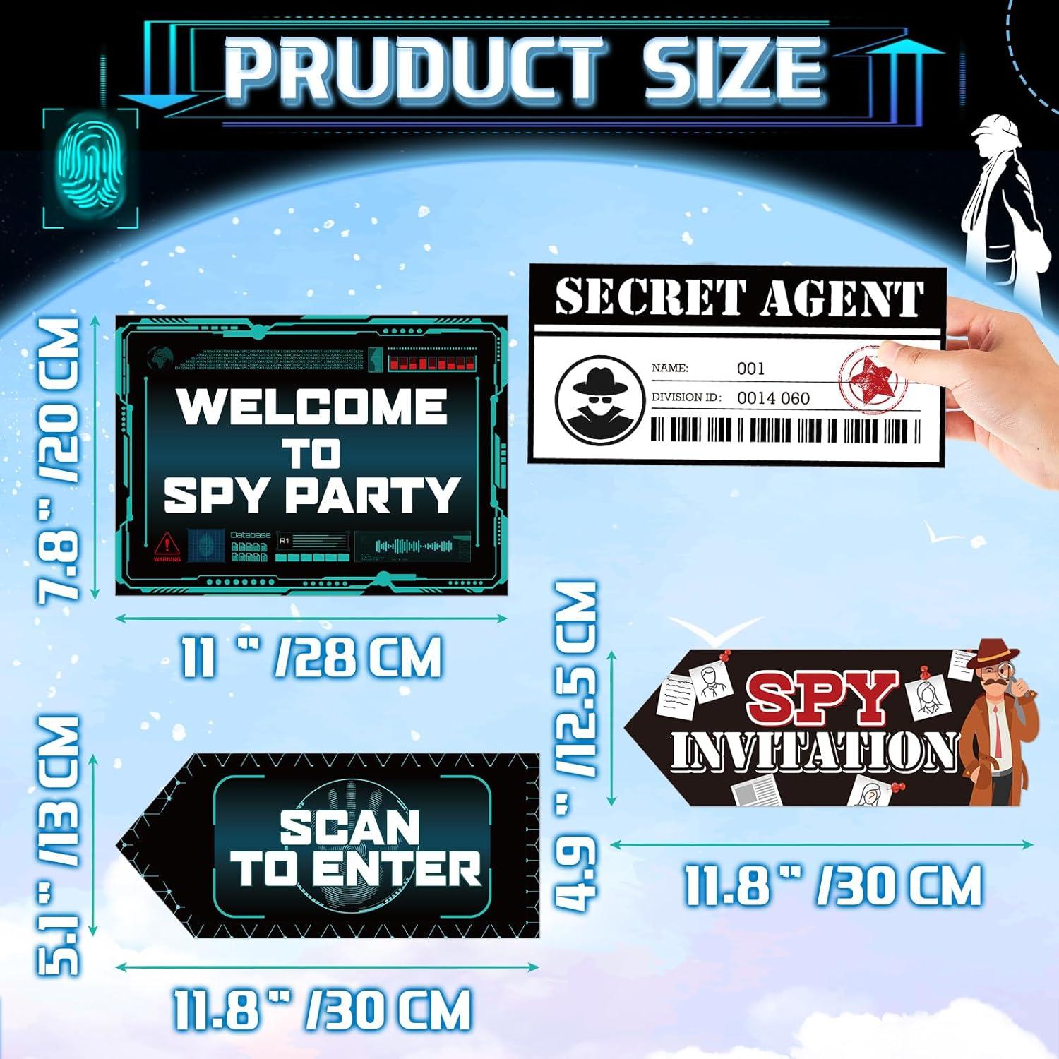 Decoraciones de Fiesta de Cumpleaños Espía Gueevin - 20 Piezas