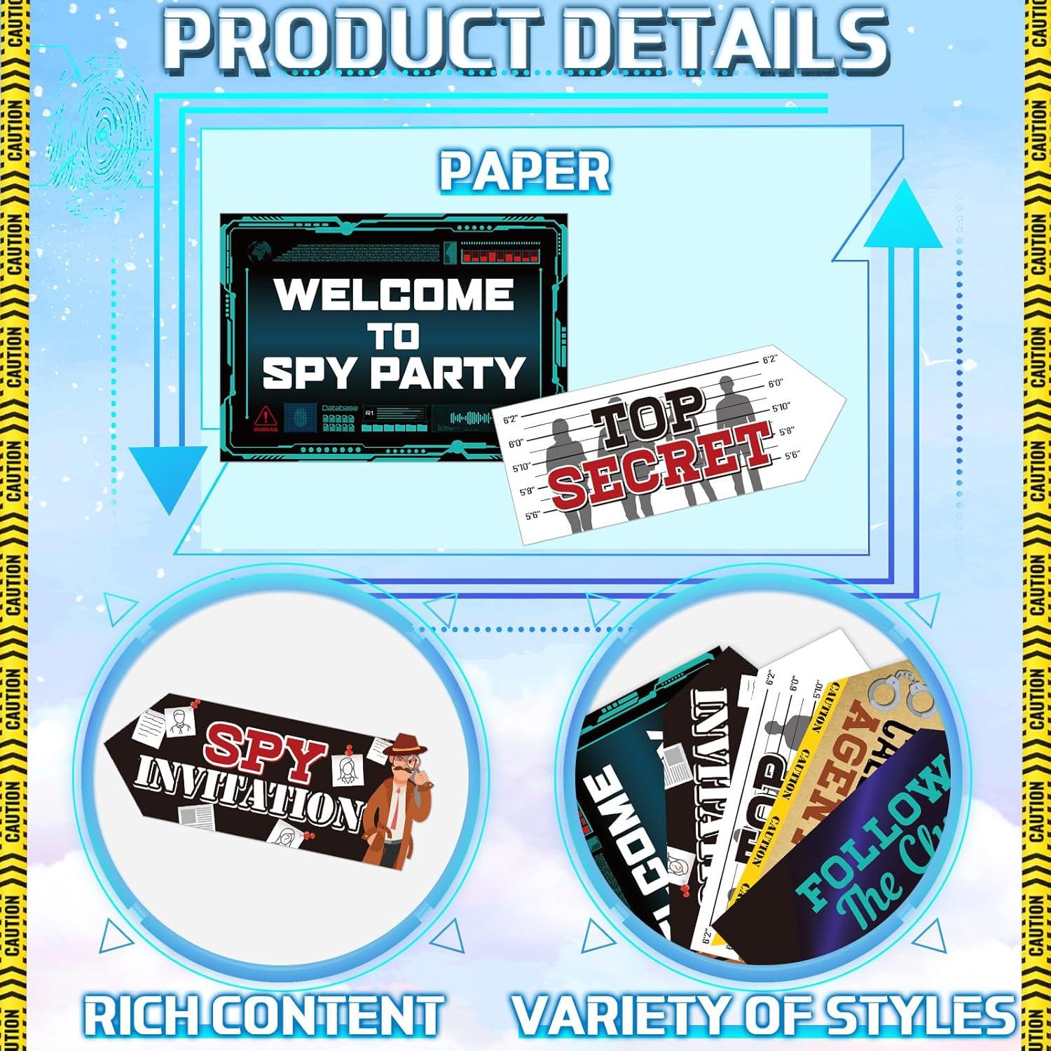 Decoraciones de Fiesta de Cumpleaños Espía Gueevin - 20 Piezas