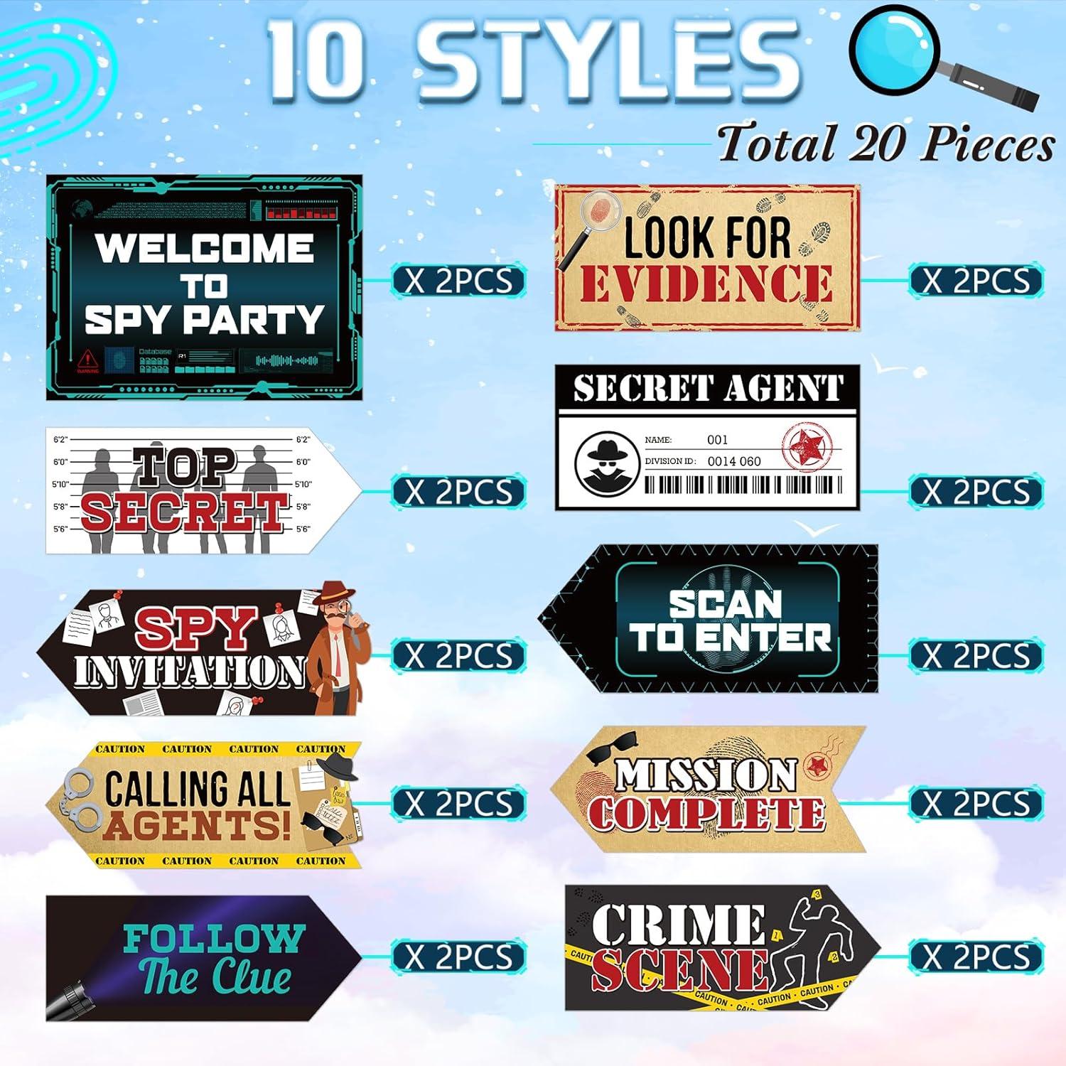 Decoraciones de Fiesta de Cumpleaños Espía Gueevin - 20 Piezas