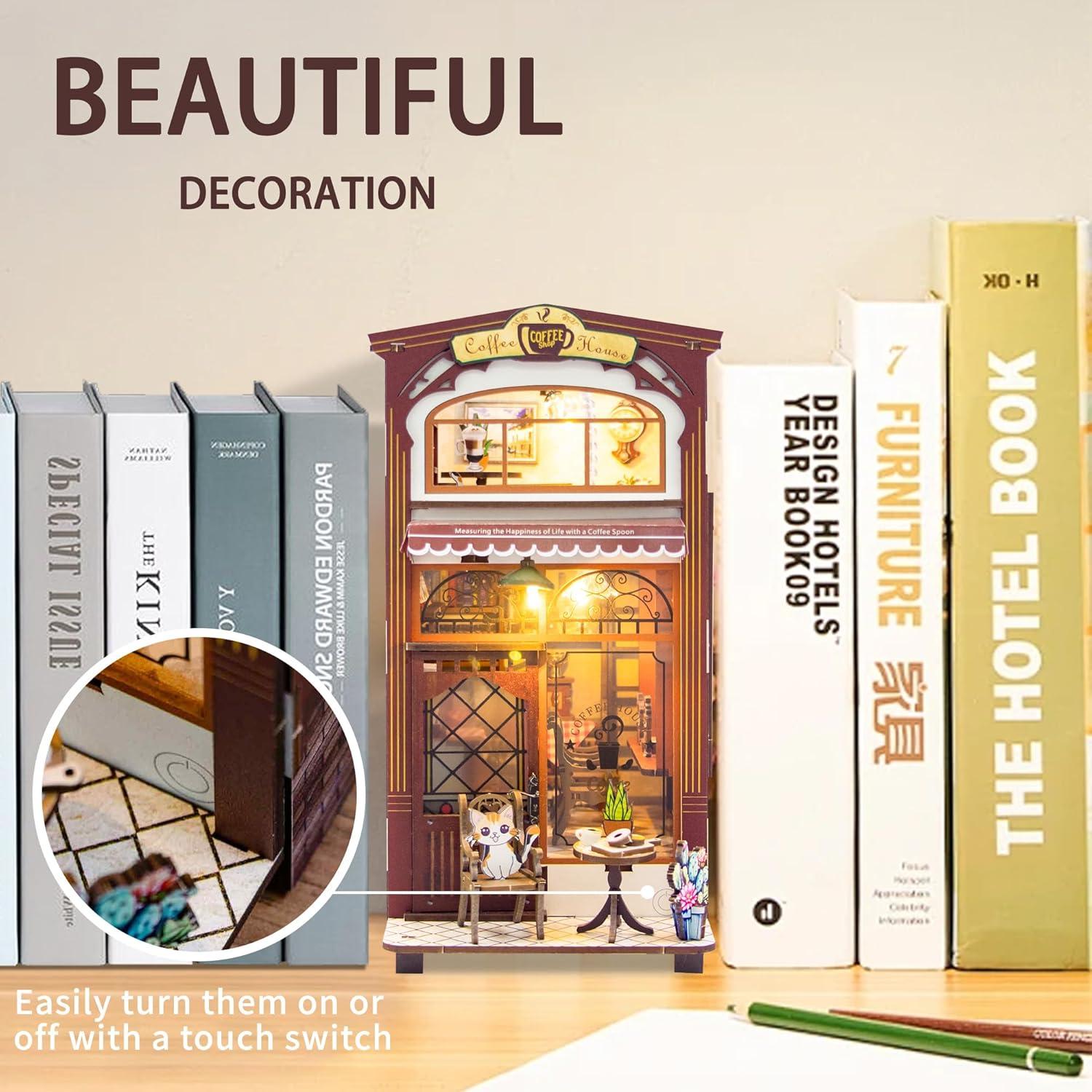 Kit de Rincón de Libros Kisoy Casa de Café 3D con LED