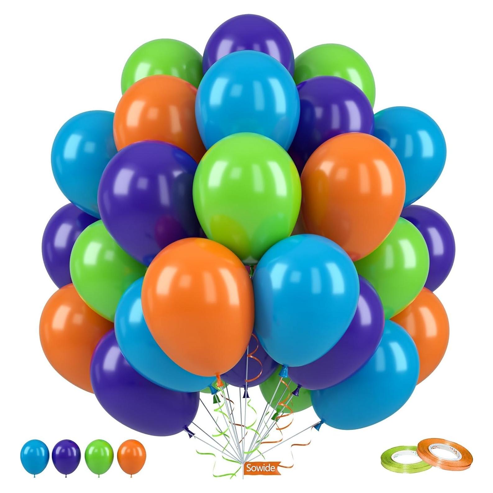 Globos de Fiesta 50 Pcs 30 cm Sowide Azul Verde Naranja