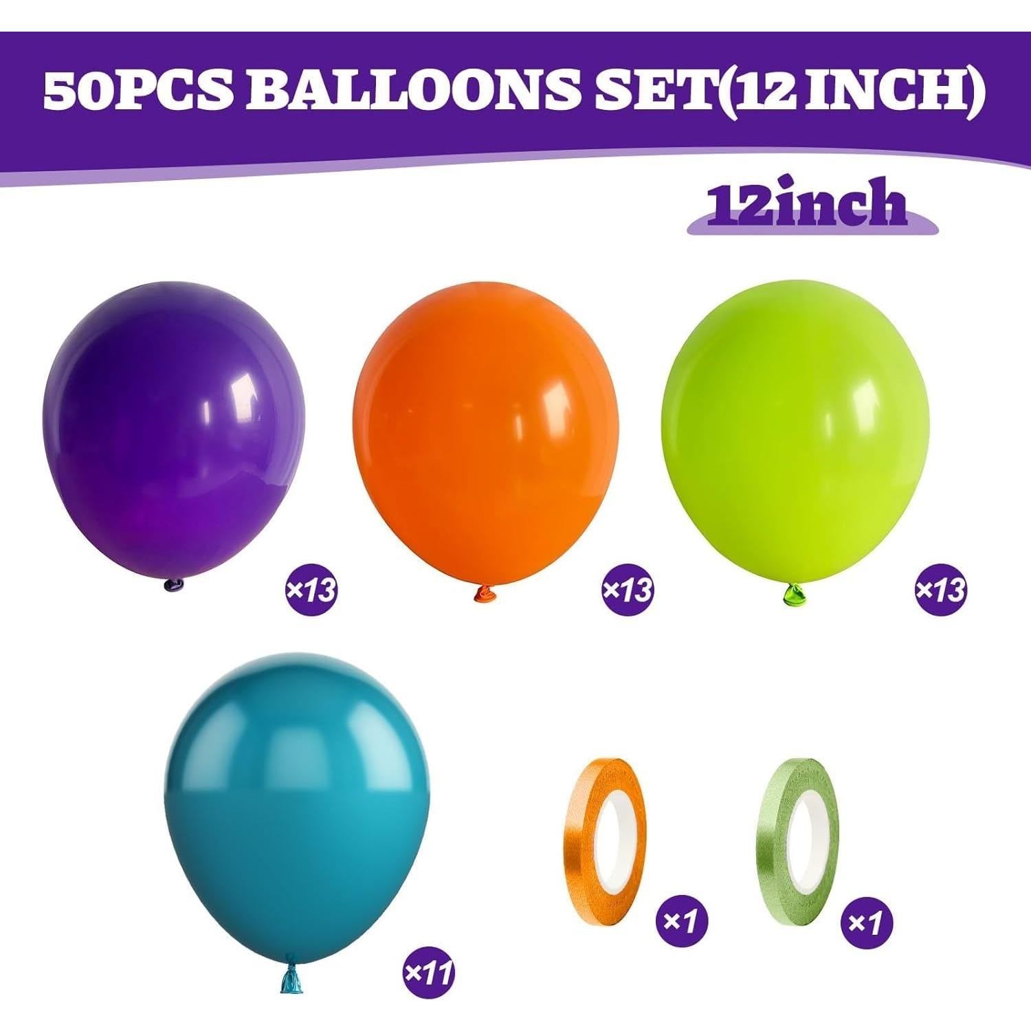 Globos de Fiesta 50 Pcs 30 cm Sowide Azul Verde Naranja