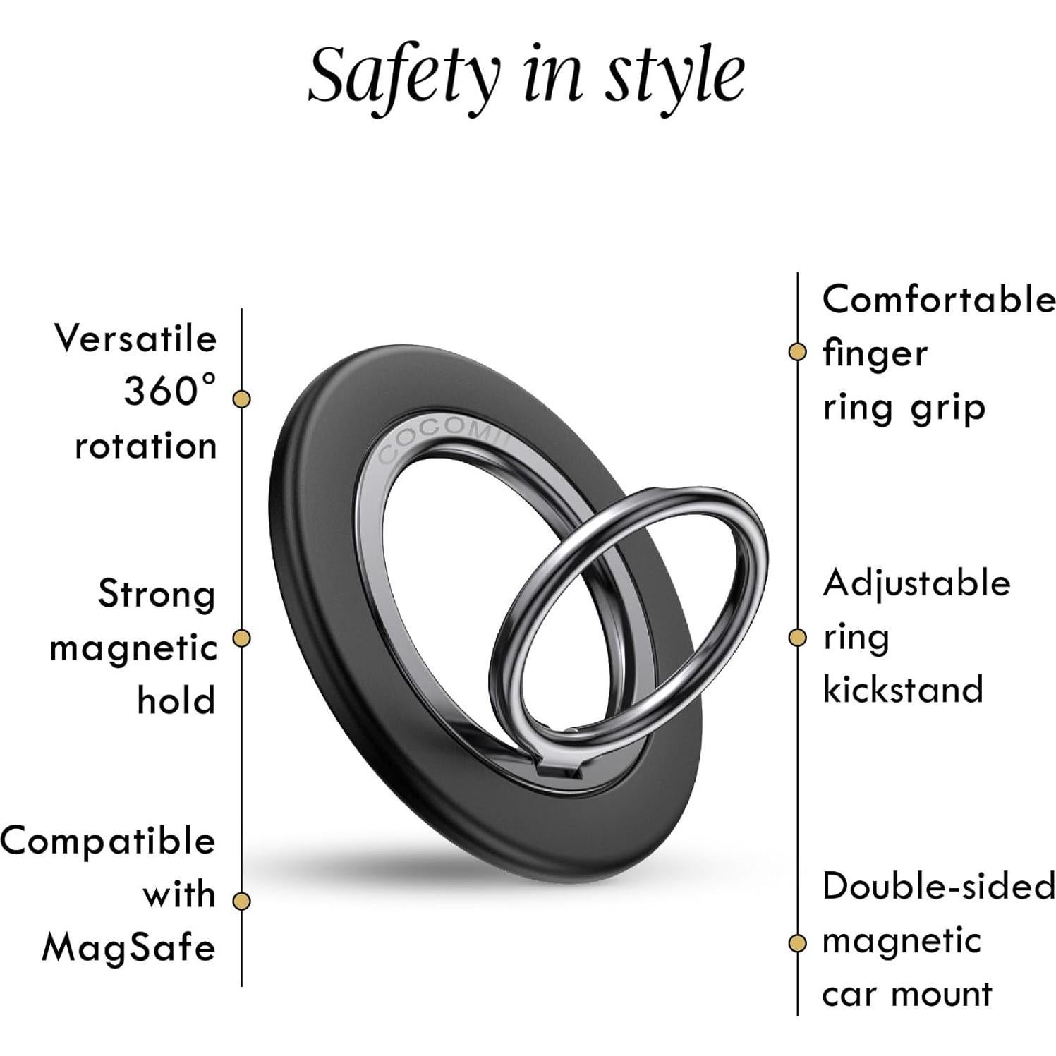 Cocomii Soporte Magnético para Teléfono 360° Negro