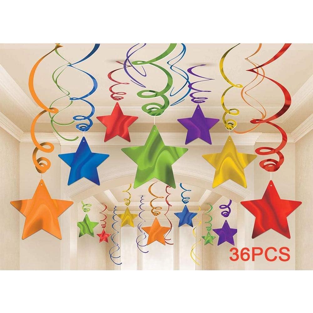 Decoraciones de Remolino de Fiesta Arcoíris AimtoHome - 36 Piezas