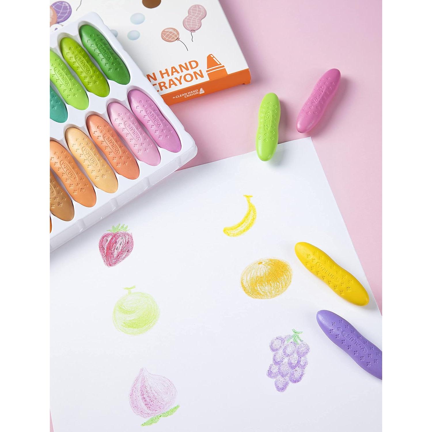 Crayones YPLUS de Cacahuate 12 Colores Pastel Lavables