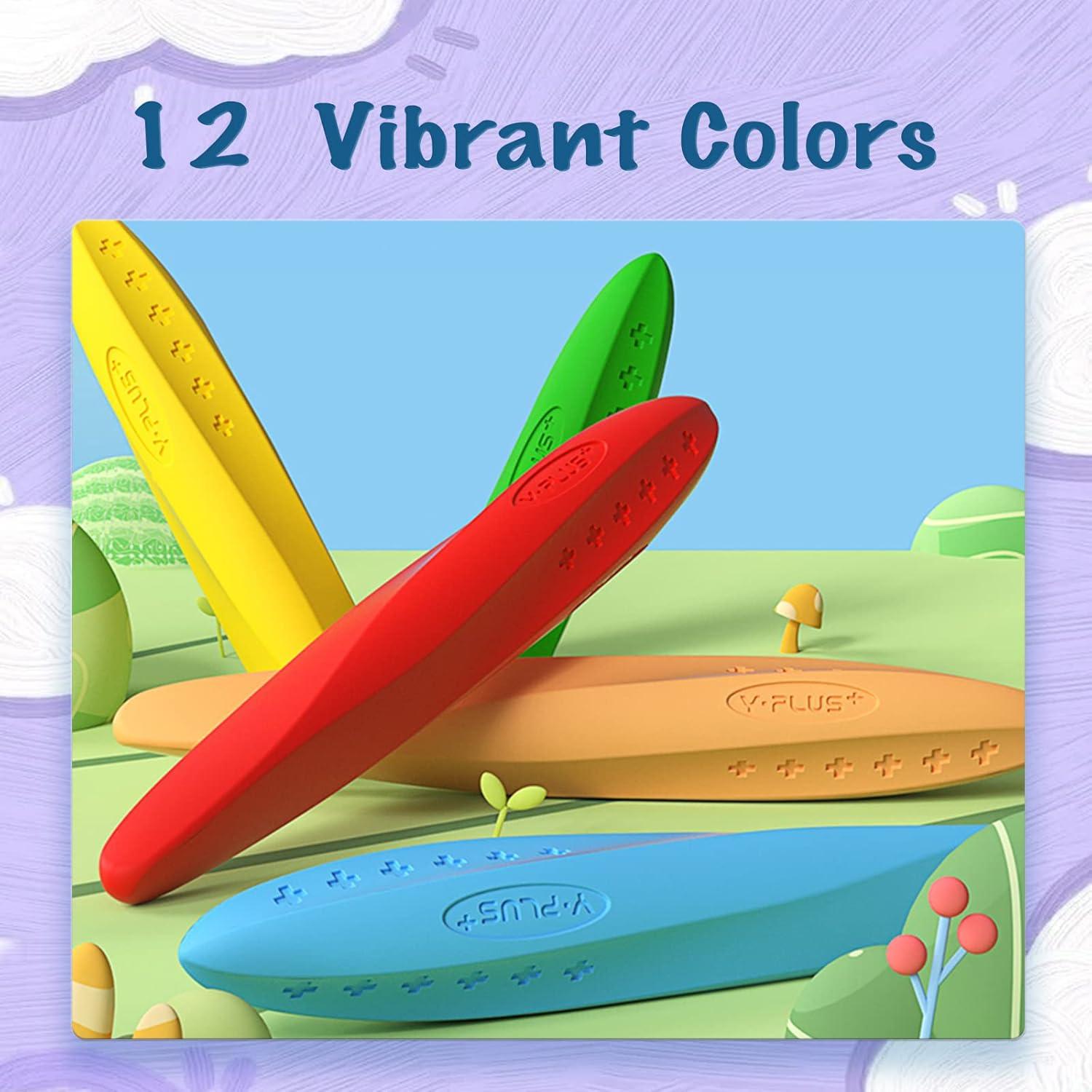 Crayones Triangulares YPLUS 12 Colores No Tóxicos