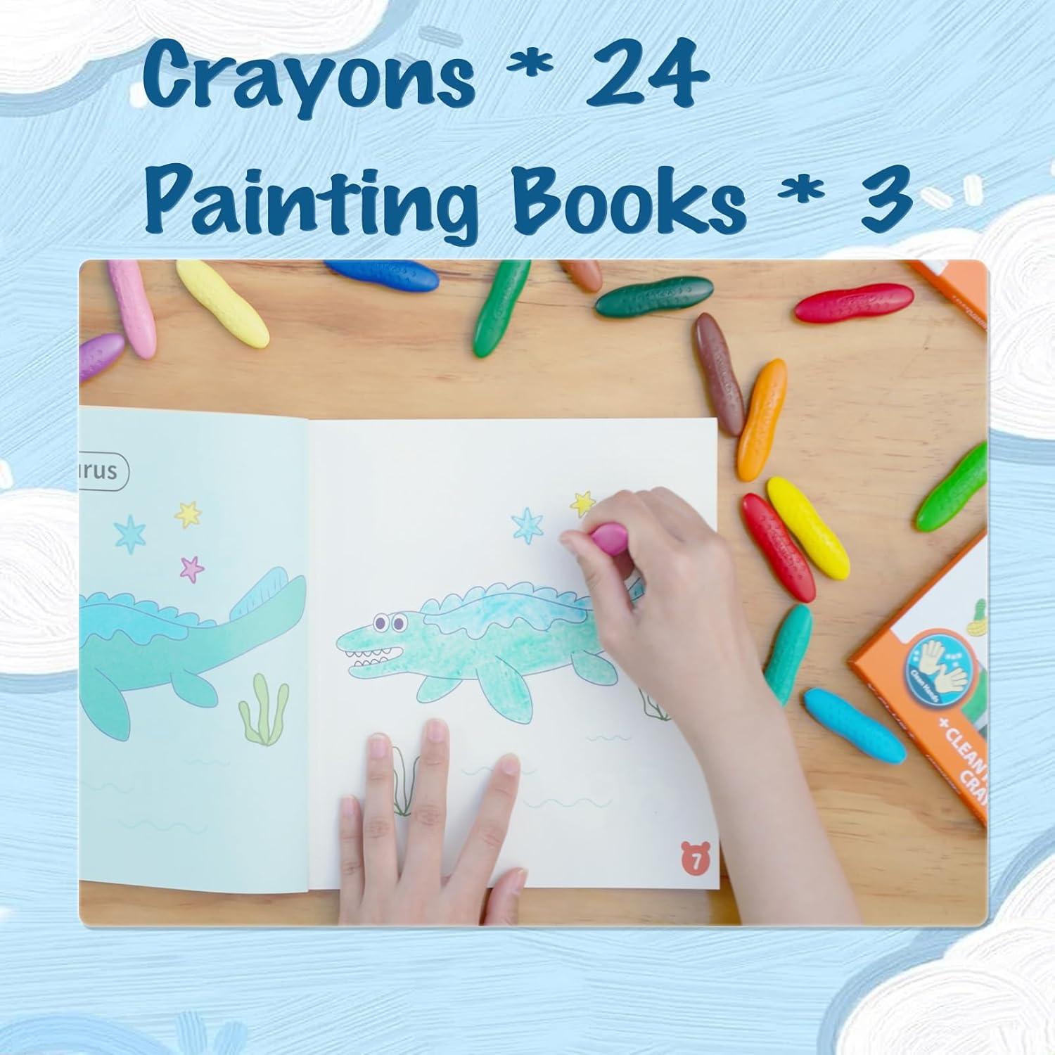 Juego de Crayones YPLUS 24 Colores y 3 Libros para Colorear