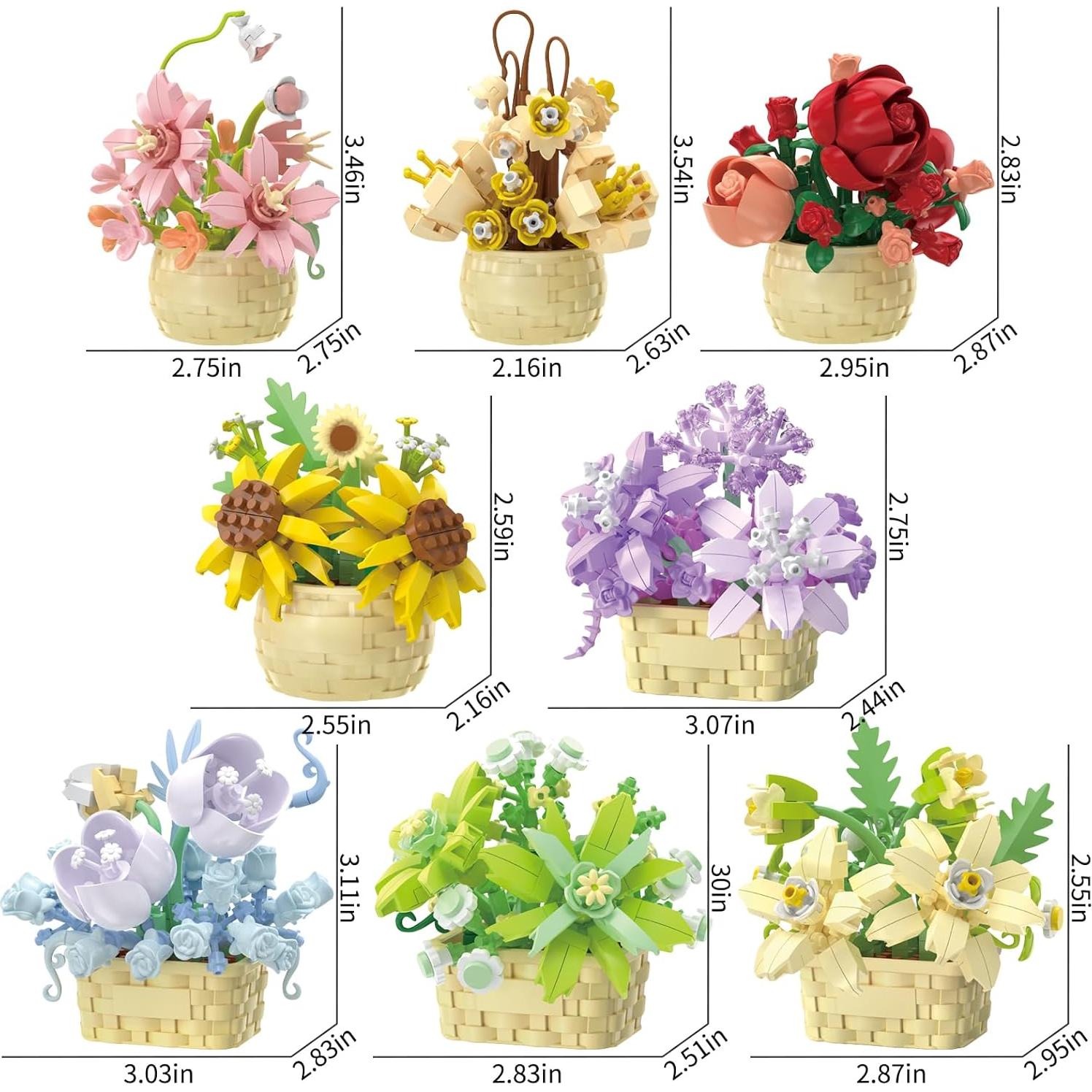 Juego de Bloques de Flores SJIADA - 8 Piezas para Decoración