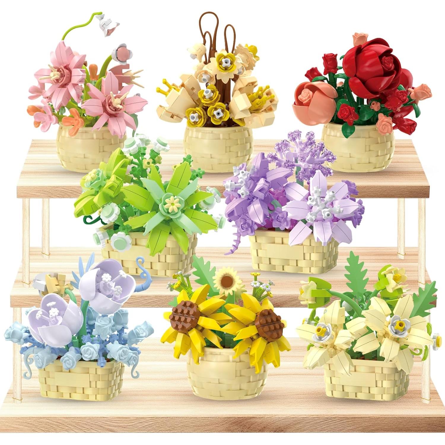 Juego de Bloques de Flores SJIADA - 8 Piezas para Decoración