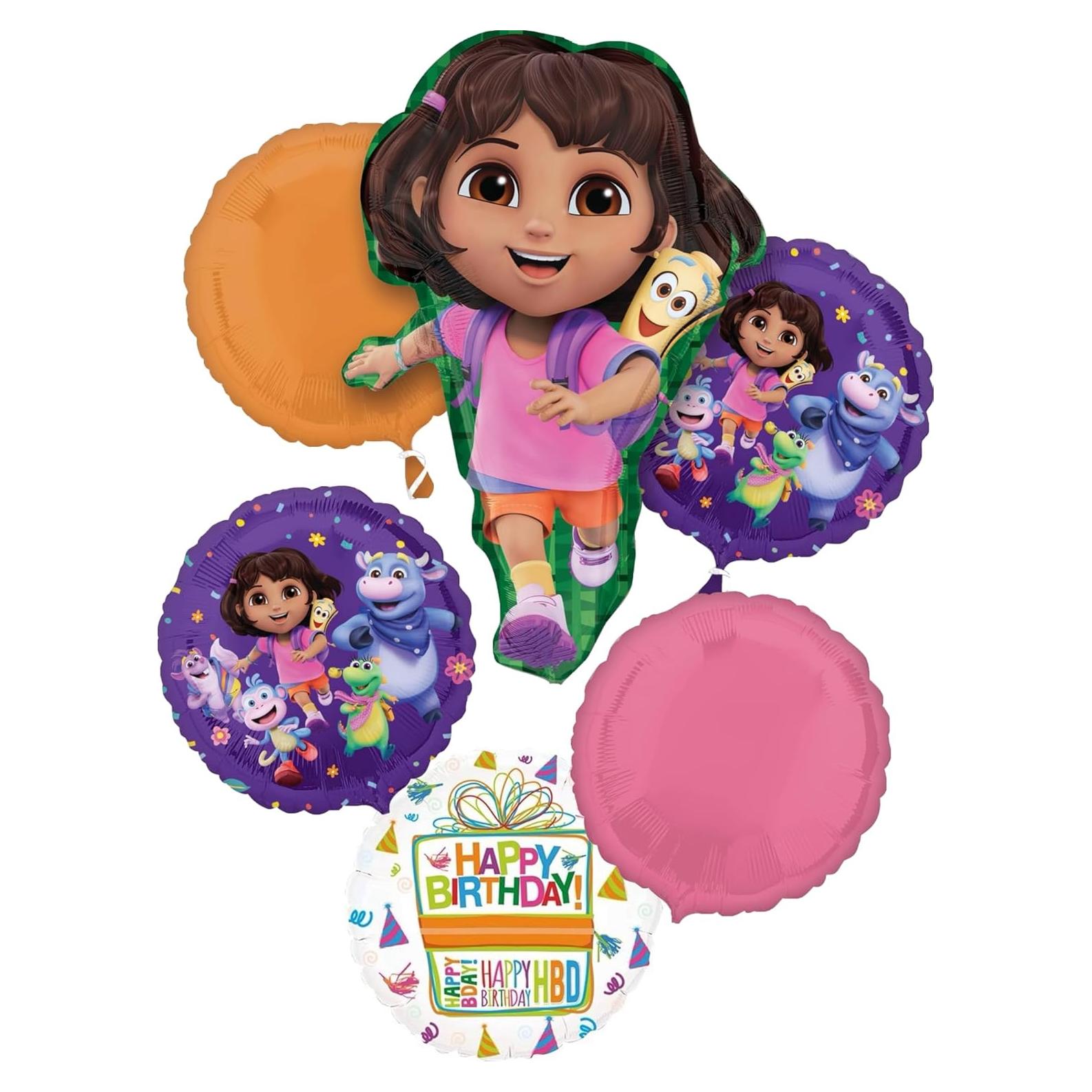 Ramo de Globos de Foil Dora Anagram 6 Piezas Decoración Fiesta