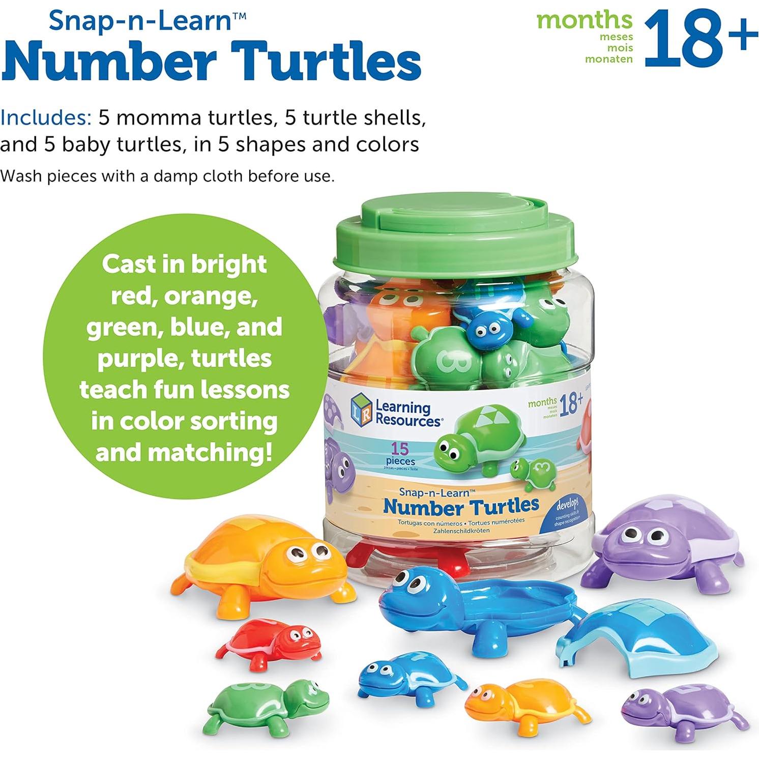 Juego de Tortugas Numéricas Learning Resources - 15 Piezas, 18+ meses