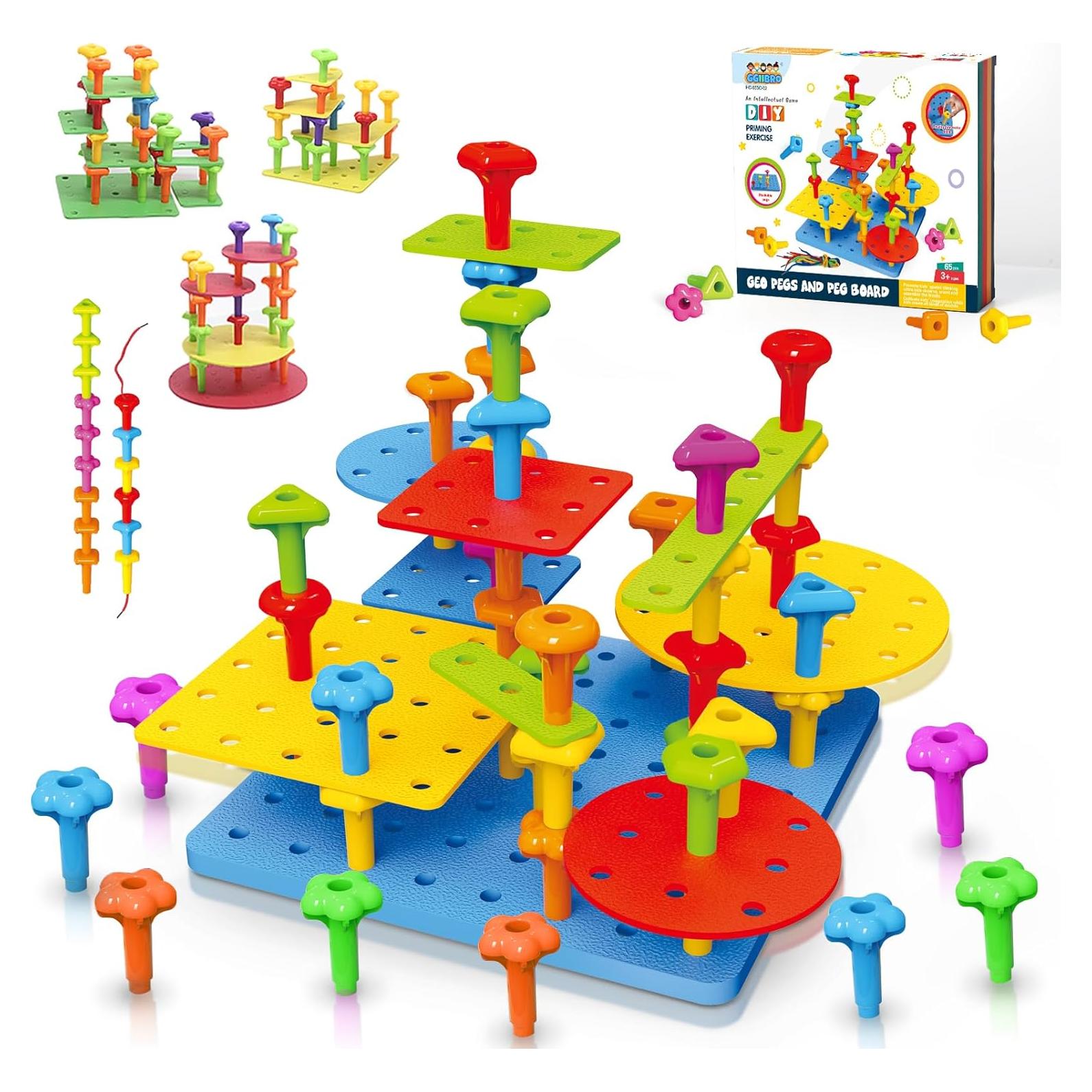 Juego de Tablero de Clavos 73 Piezas HUACHI para Niños 3-6 Años