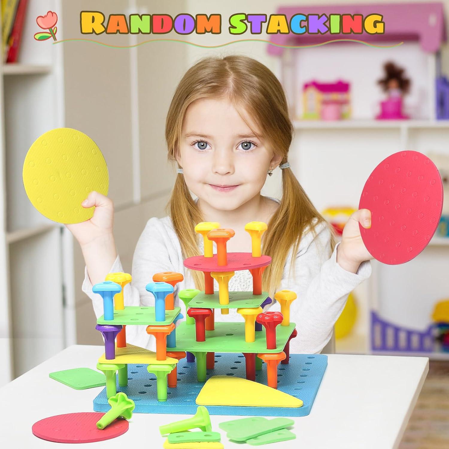 Juego de Tablero de Clavos 73 Piezas HUACHI para Niños 3-6 Años