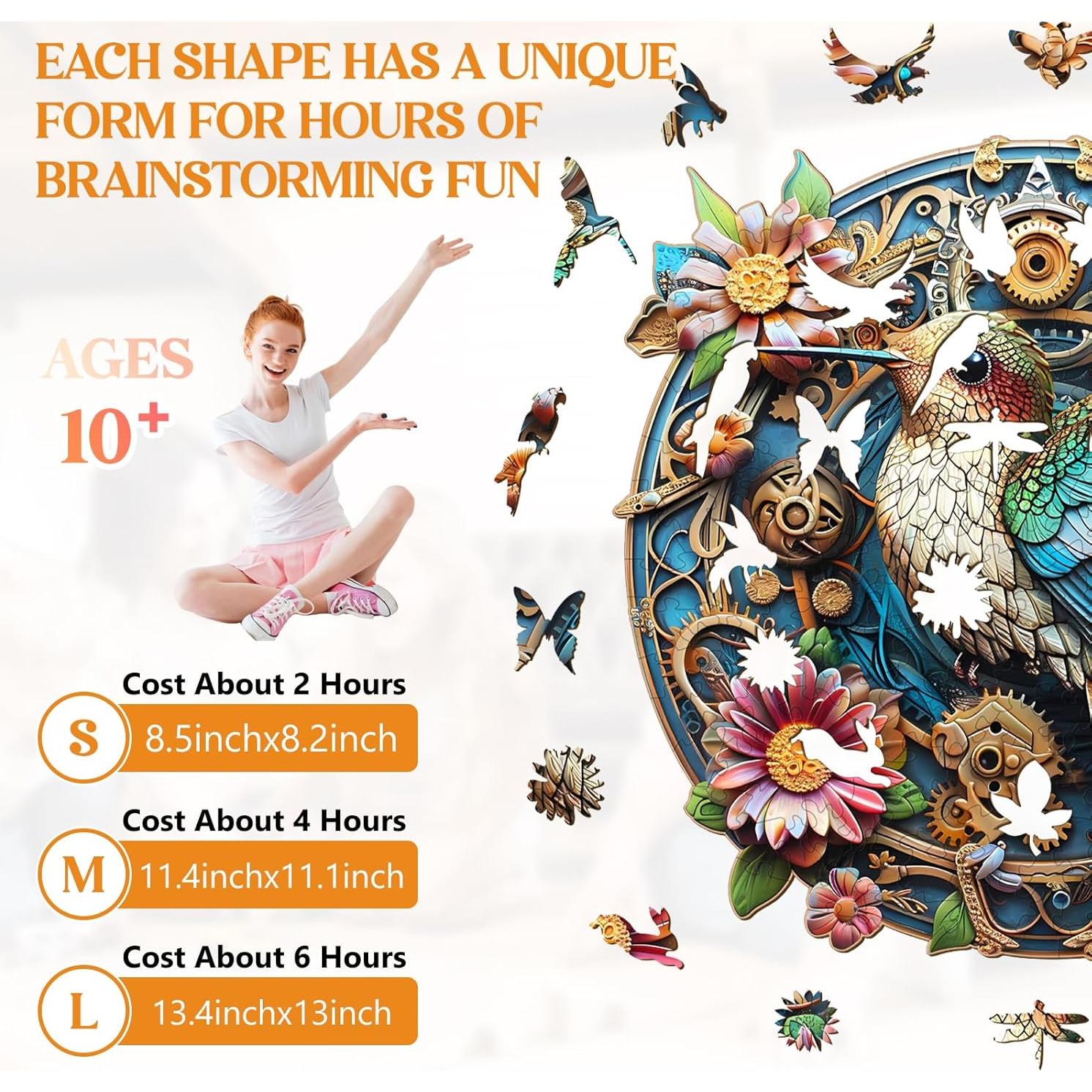 Rompecabezas de Madera Lovpippi Colibrí Elegante 200 Piezas 29x28cm