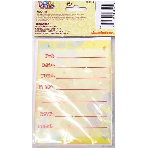 Suministros Fiesta Cumpleaños Dora la Exploradora - 16 Invitaciones