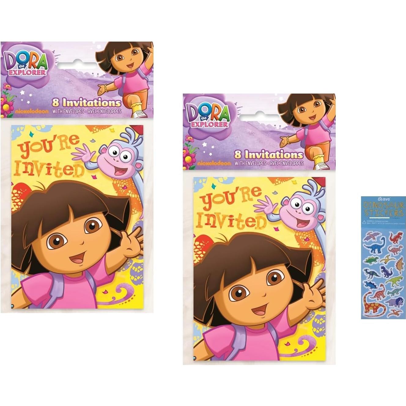 Suministros Fiesta Cumpleaños Dora la Exploradora - 16 Invitaciones