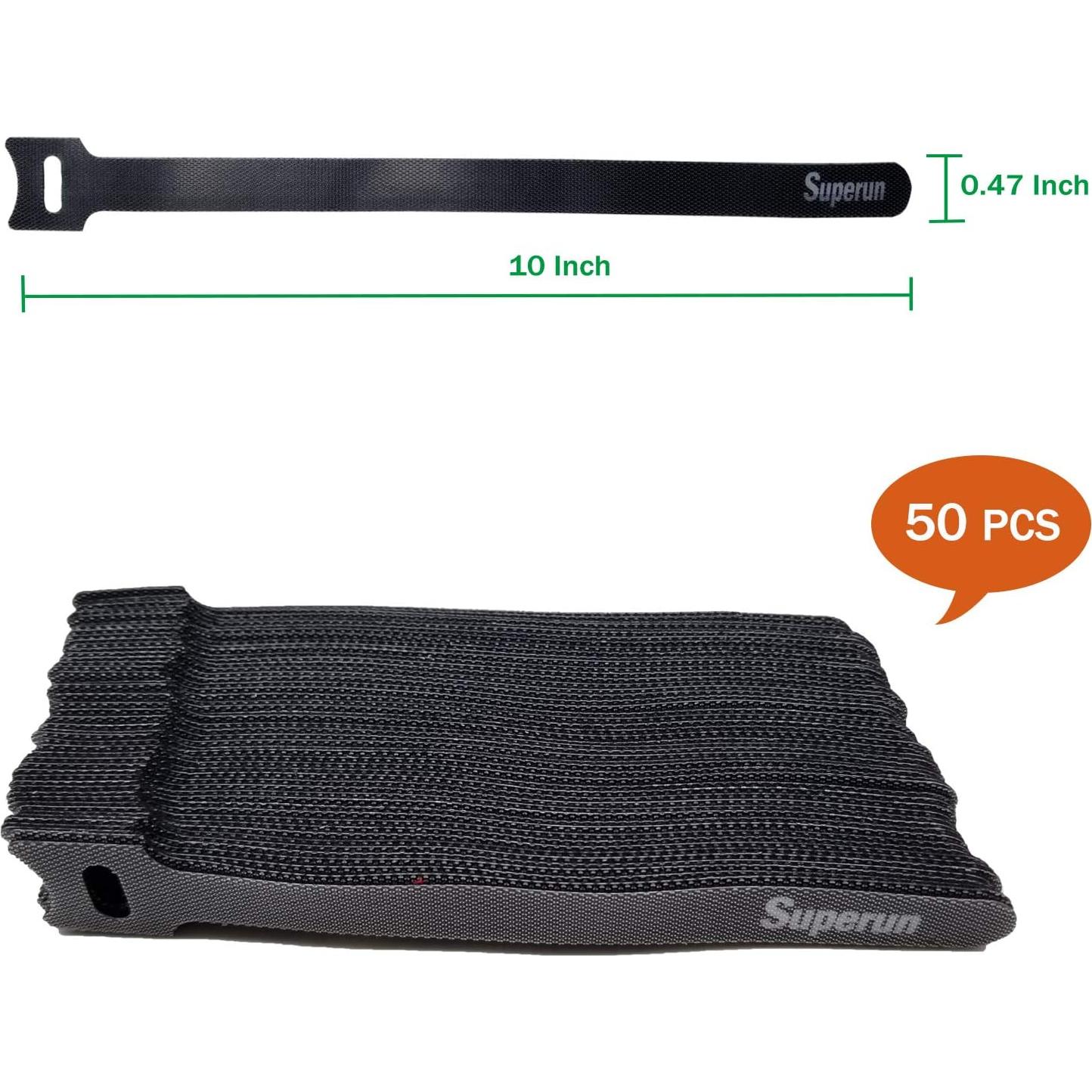 Sujetadores de Cables Superun 50 Pcs Negras 25,4 cm