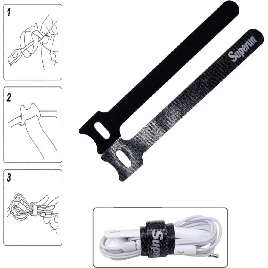 Sujetadores de Cables Superun 50 Pcs Negras 25,4 cm