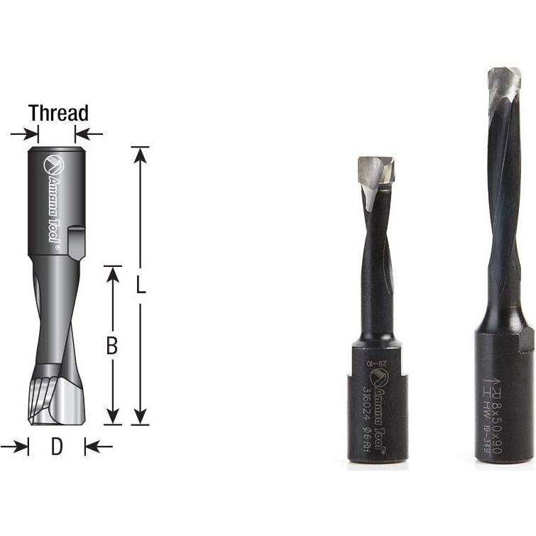 Broca de Carburo Amana Tool 5mm D 20mm CH M6x0.75