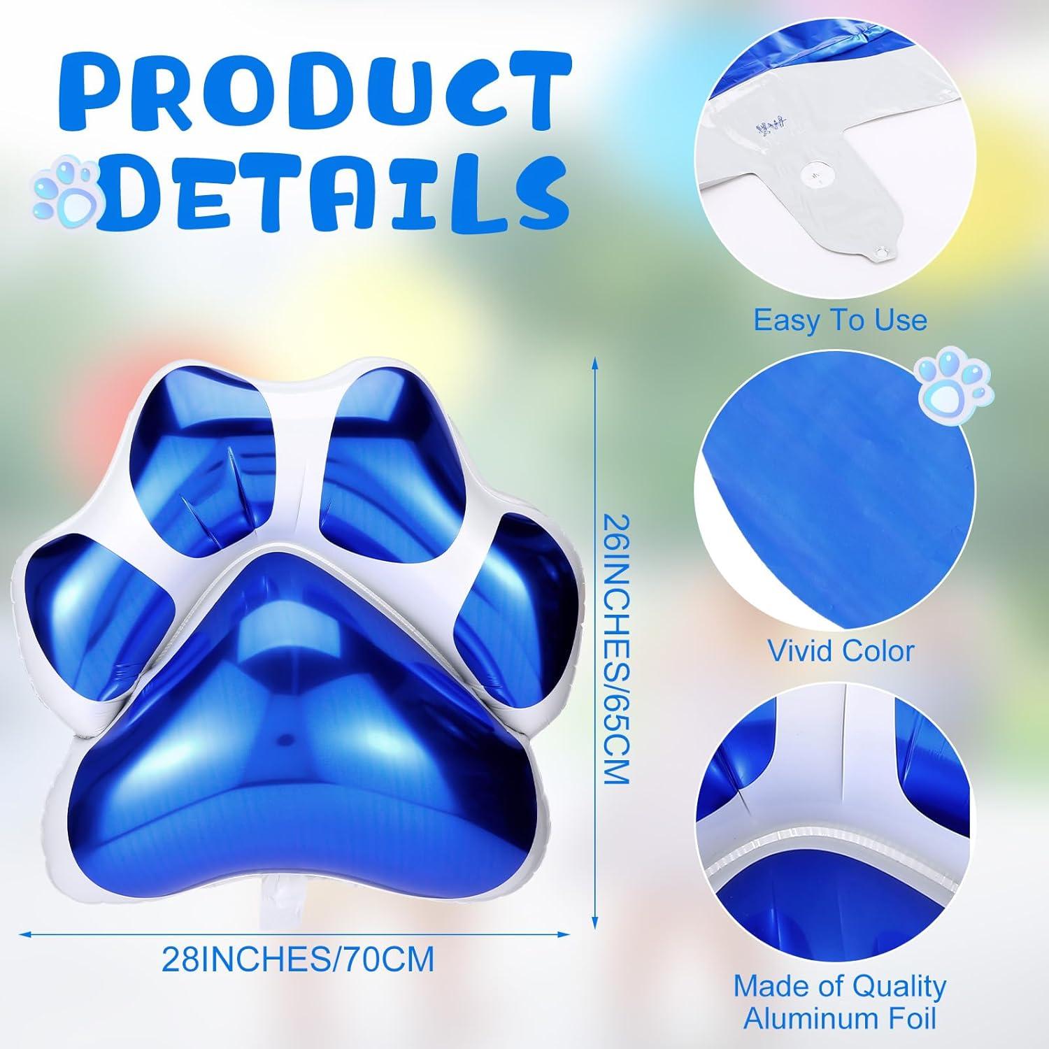 Globos de Patas de Perro Azules Hungdao - 9 Pcs 71x66 cm