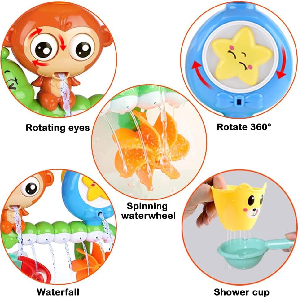 Juguetes de baño G-WACK para niños 1-3 años, oruga y mono