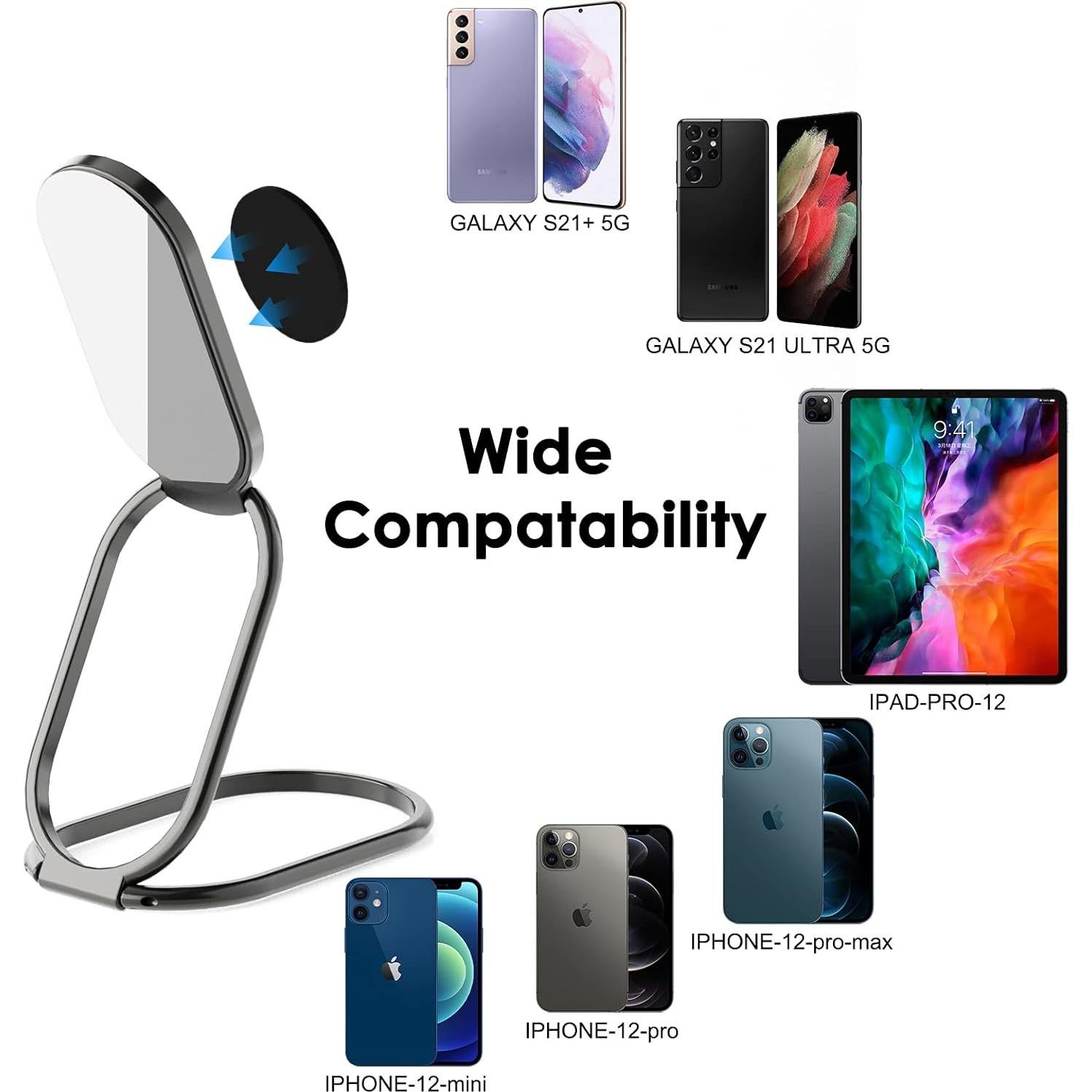 Soporte de Anillo para Teléfono imeilee Negro Gun 360°