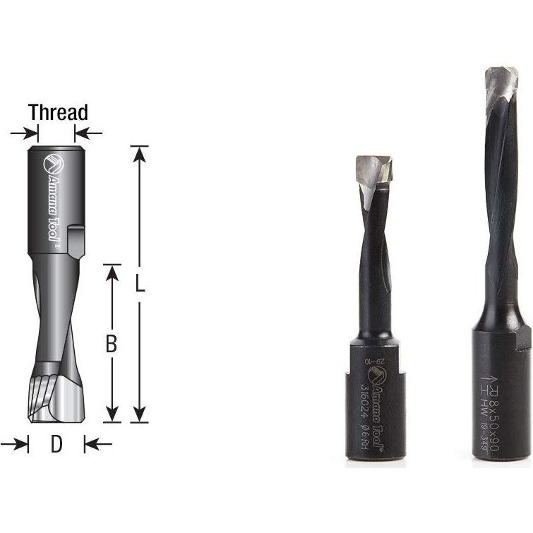 Broca de Carburo Amana Tool 10mm x 70mm M8x1 para Festool