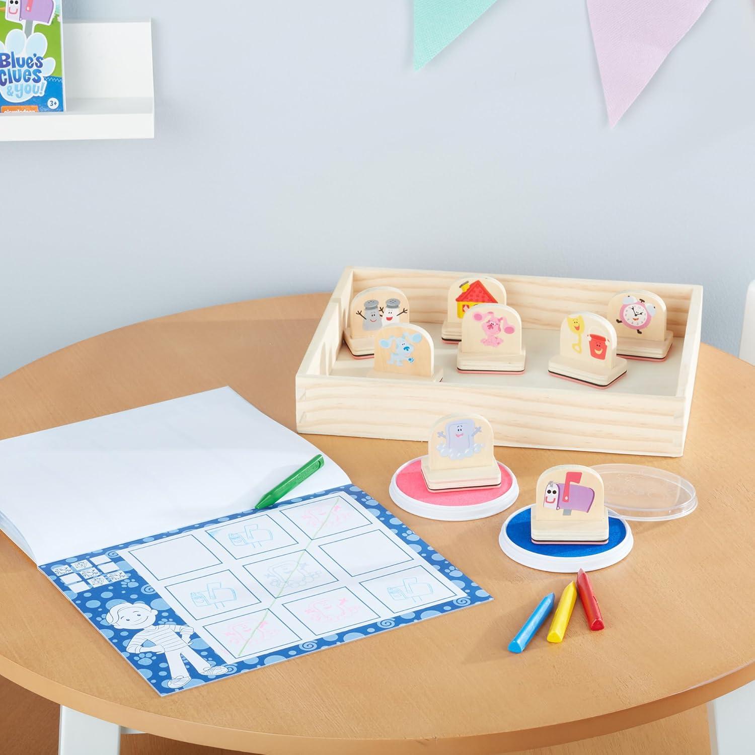 Set de Sellos de Madera Melissa & Doug Pistas de Blue y Tú - 15 Piezas