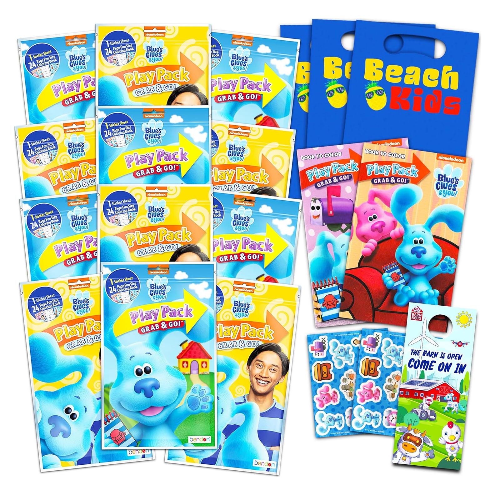 Paquete de Favor de Fiesta Blues Clues - 12 Conjuntos con Stickers y Libros para Colorear