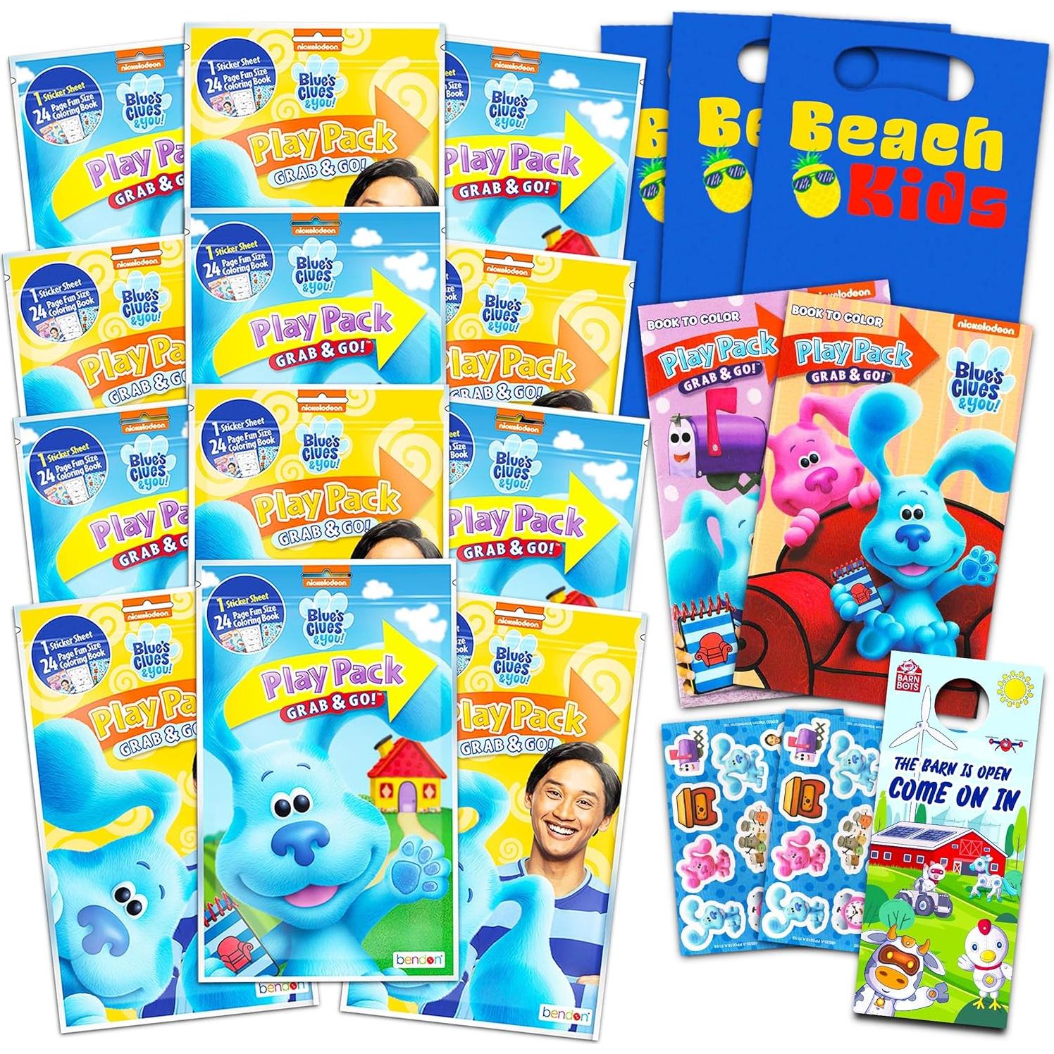 Paquete de Favor de Fiesta Blues Clues - 12 Conjuntos con Stickers y Libros para Colorear