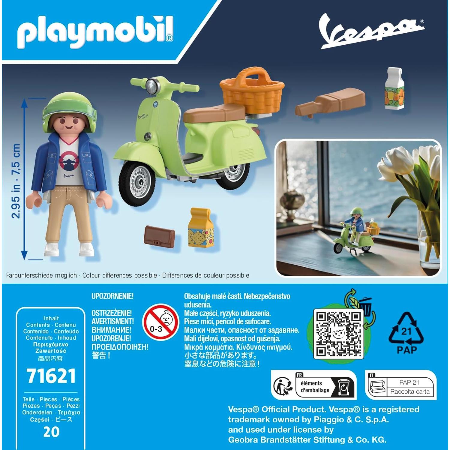 PLAYMOBIL Vespa 150 Sprint Veloce 1969 Verde Claro 20 Accesorios