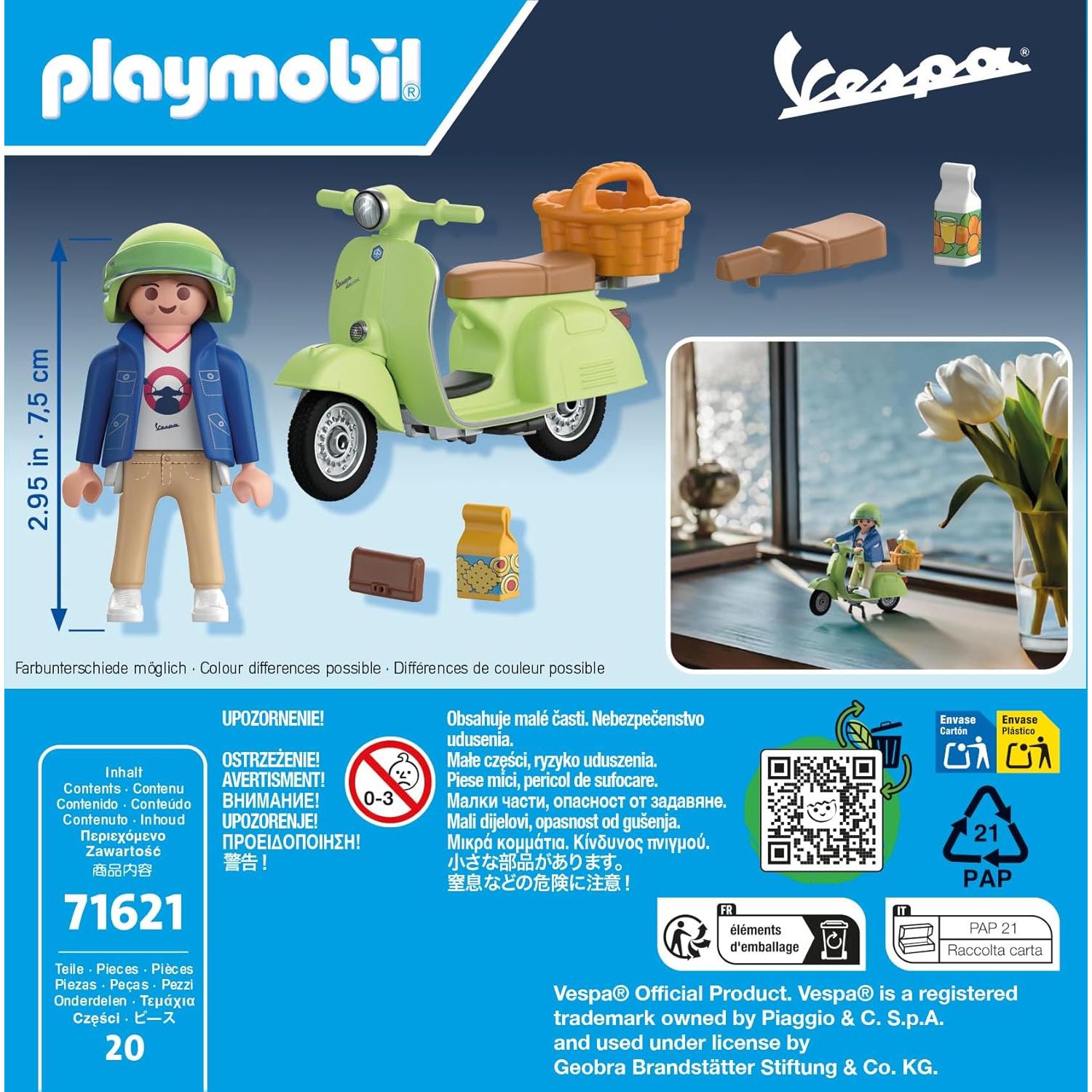 PLAYMOBIL Vespa 150 Sprint Veloce 1969 Verde Claro 20 Accesorios