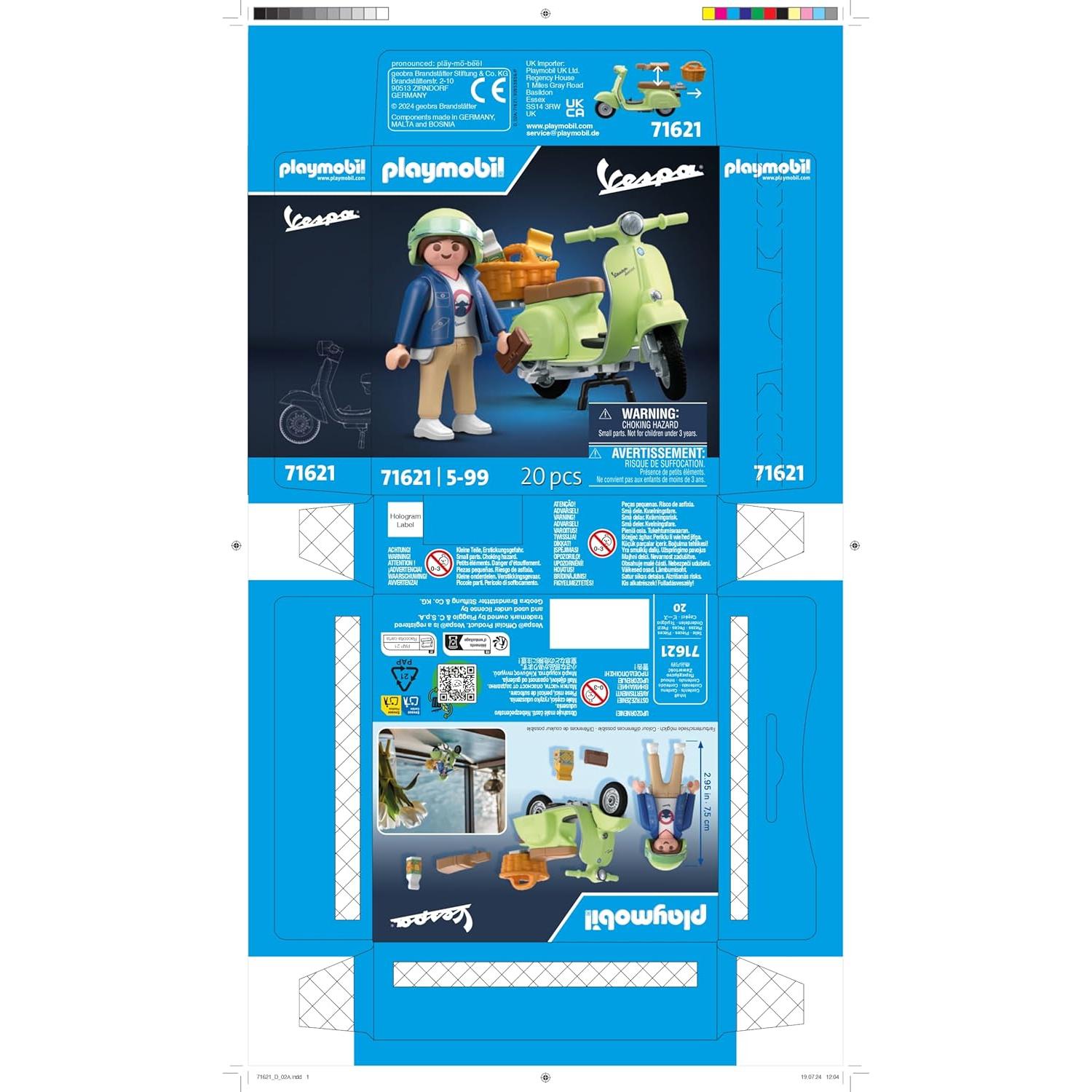 PLAYMOBIL Vespa 150 Sprint Veloce 1969 Verde Claro 20 Accesorios